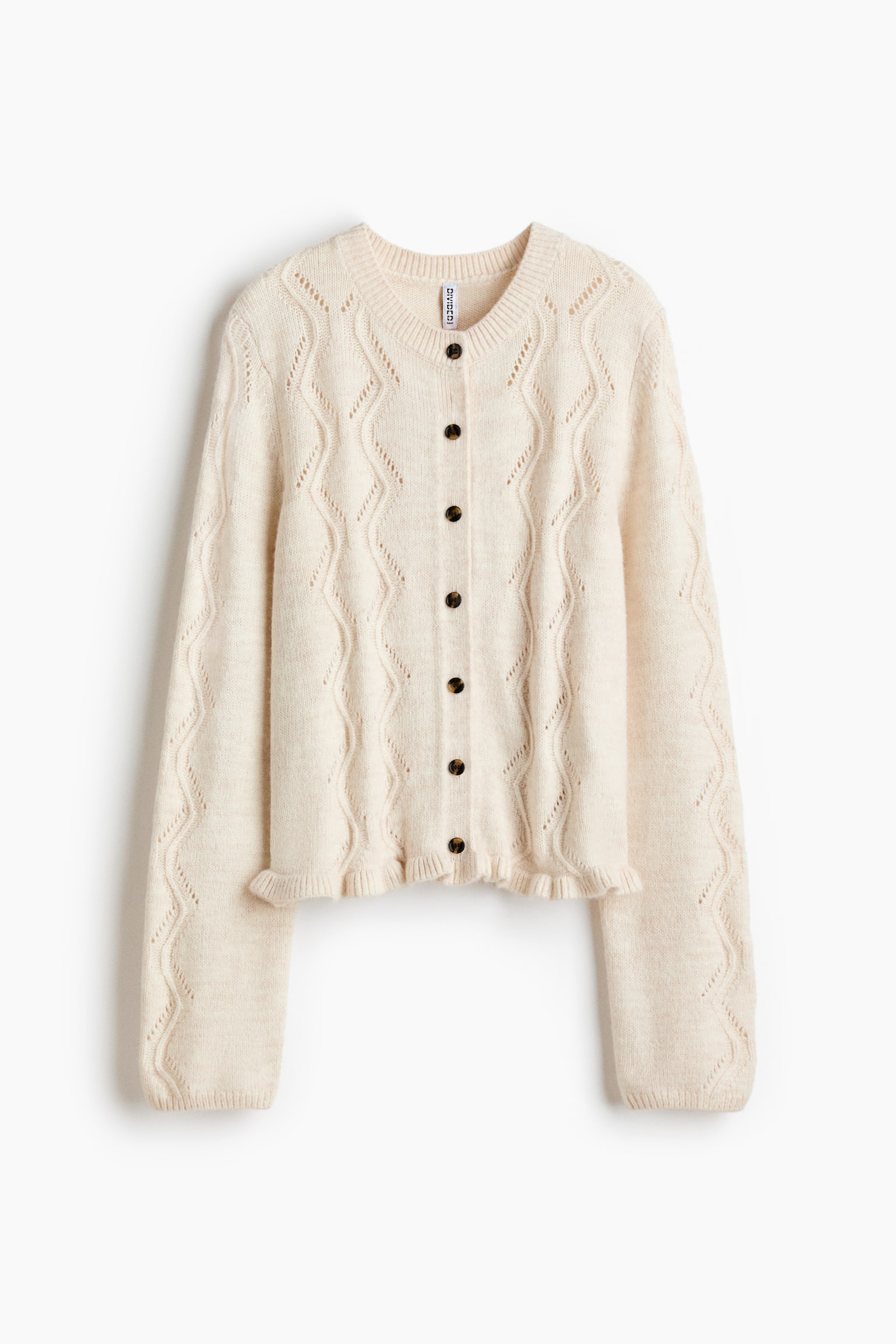 Женский кардиган H&M Pointelle-Knit, цвет: Светлый бежевый — фото 1