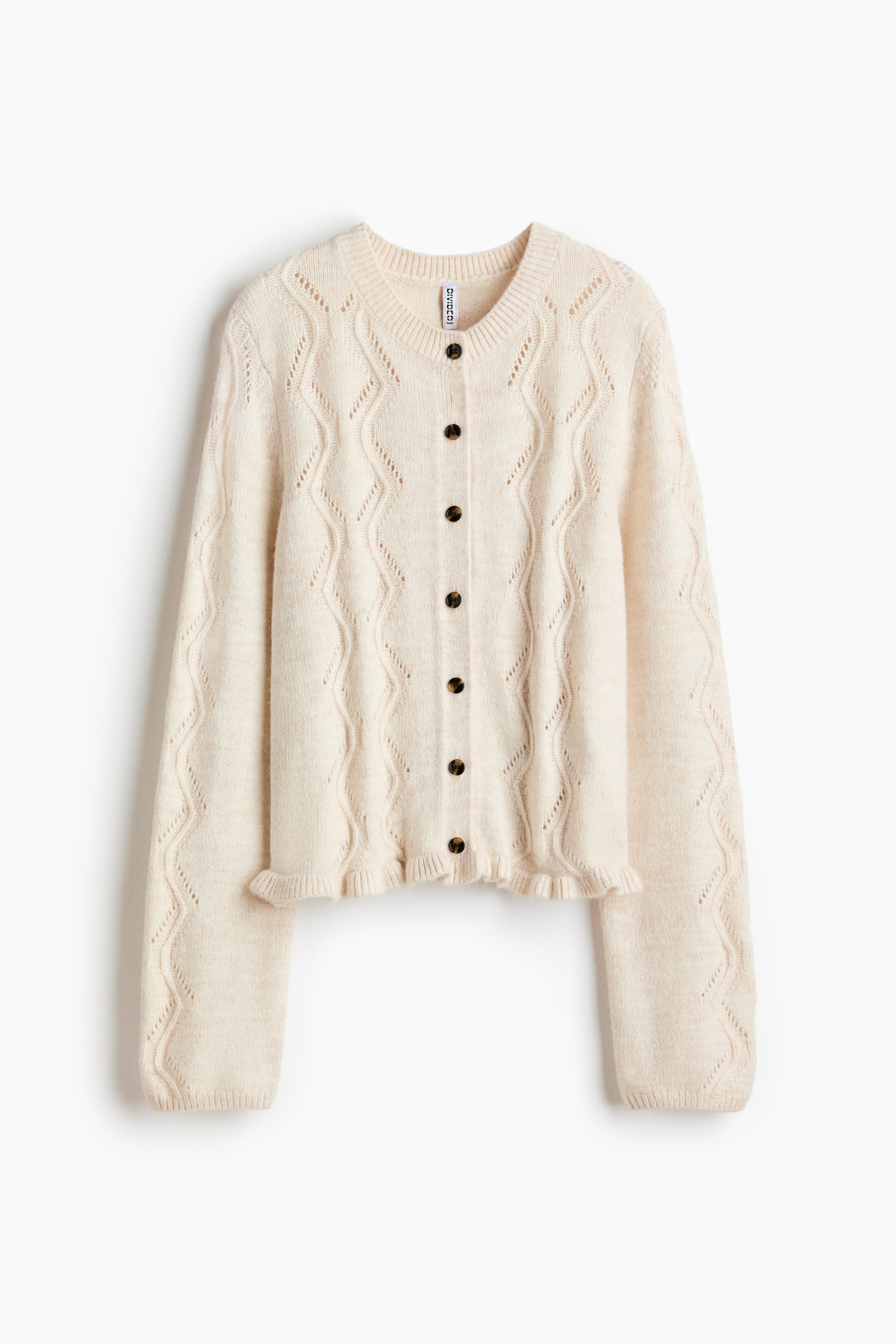 View larger image: Pointelle-knit cardigan - Light beige - Ladies | H&M IN 1