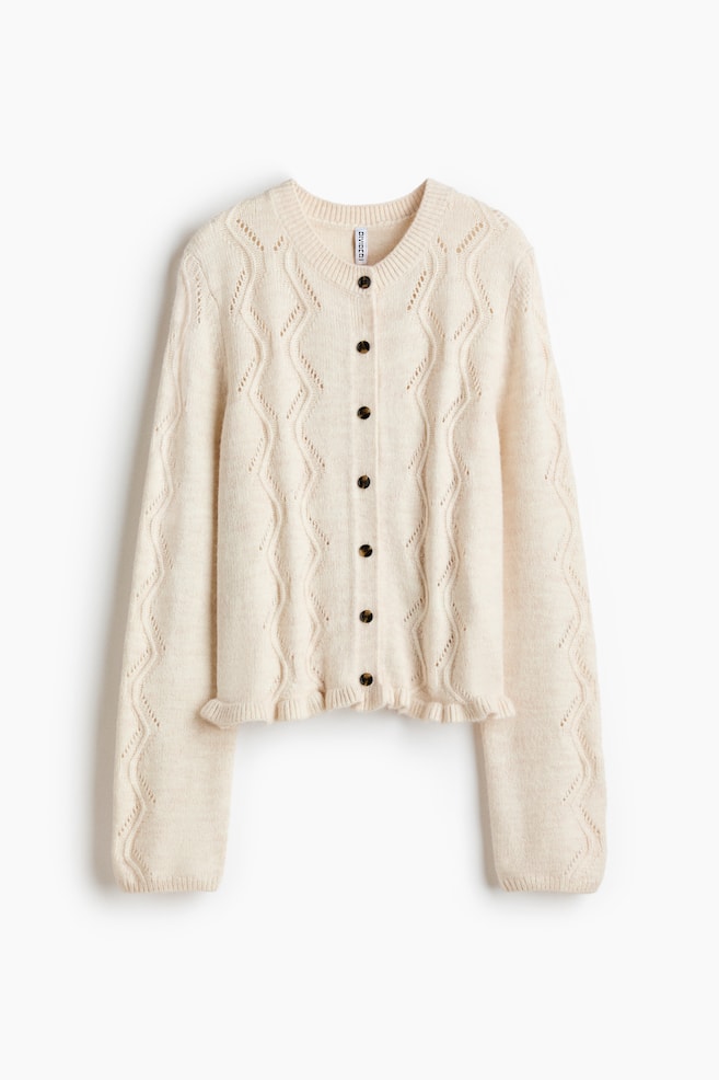 Cardigan in maglia traforata - Beige chiaro - 1