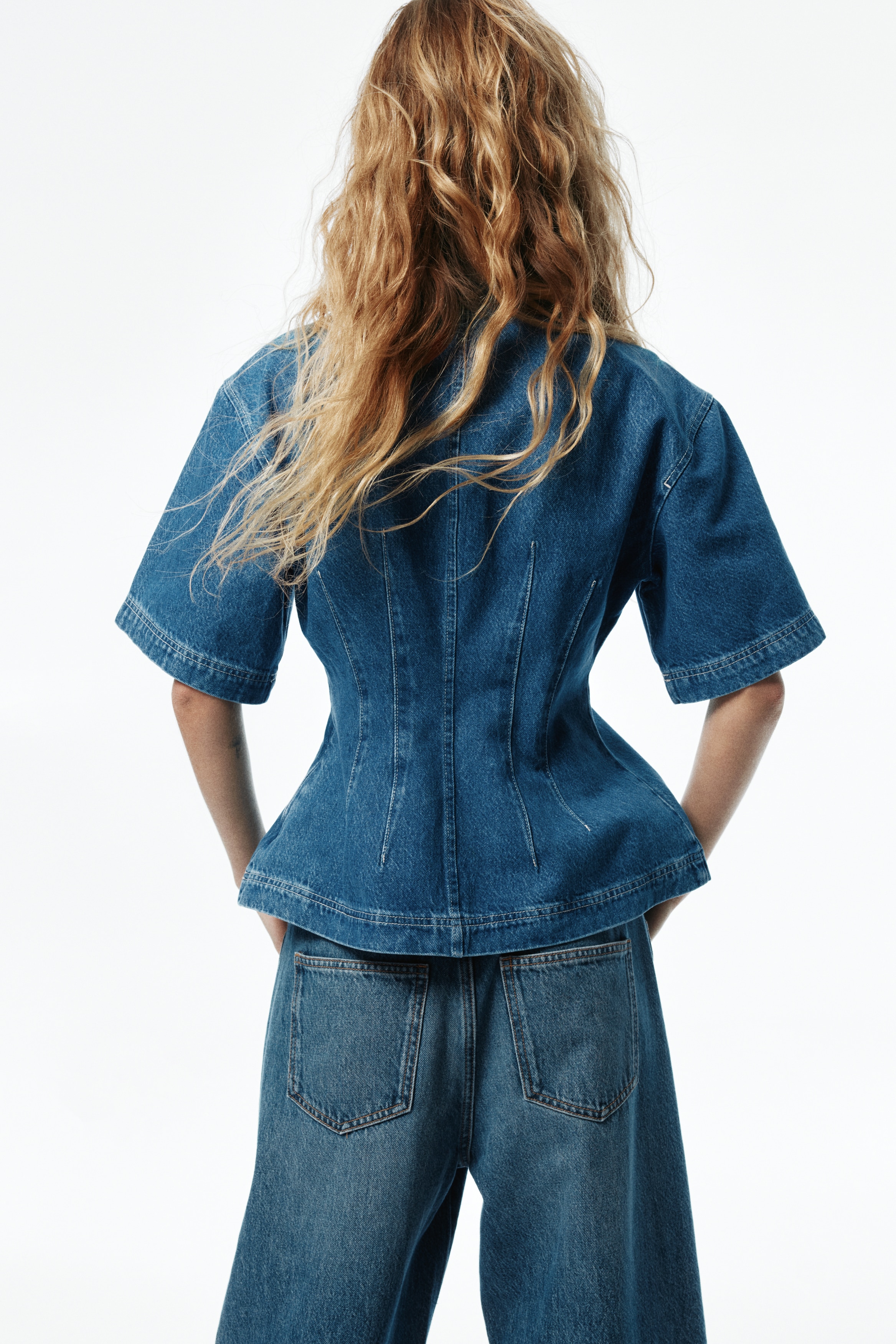 Waisted denim shirt