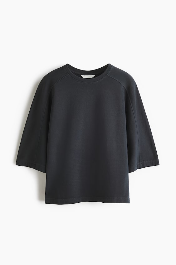 Женские худи H&M Short-Sleeved Cotton Sweatshirt