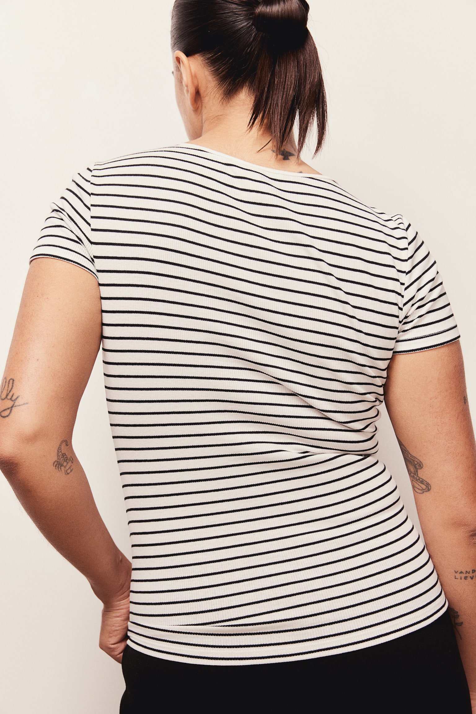 Rib Tee - White/Stripe/Black/White/Light beige/Light grey marle/Grey marle/Dark beige - 4