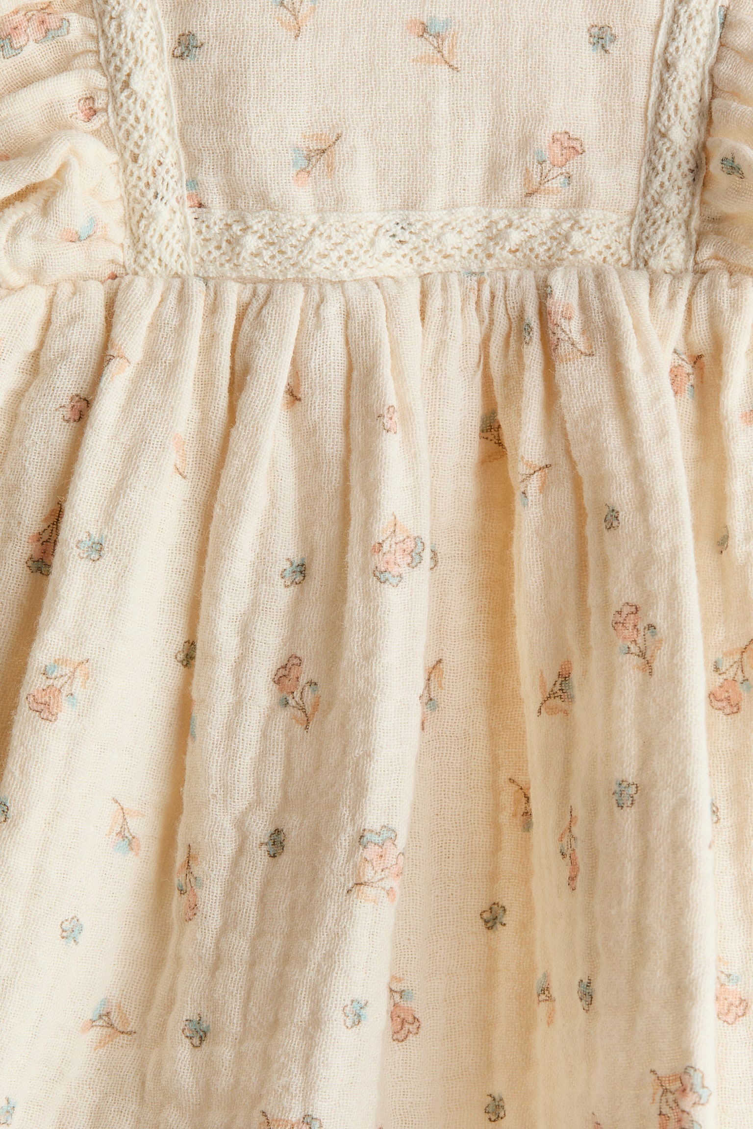 Cotton muslin bodysuit dress - Cream/Blomstret/Lys rosa/Rutet - 2
