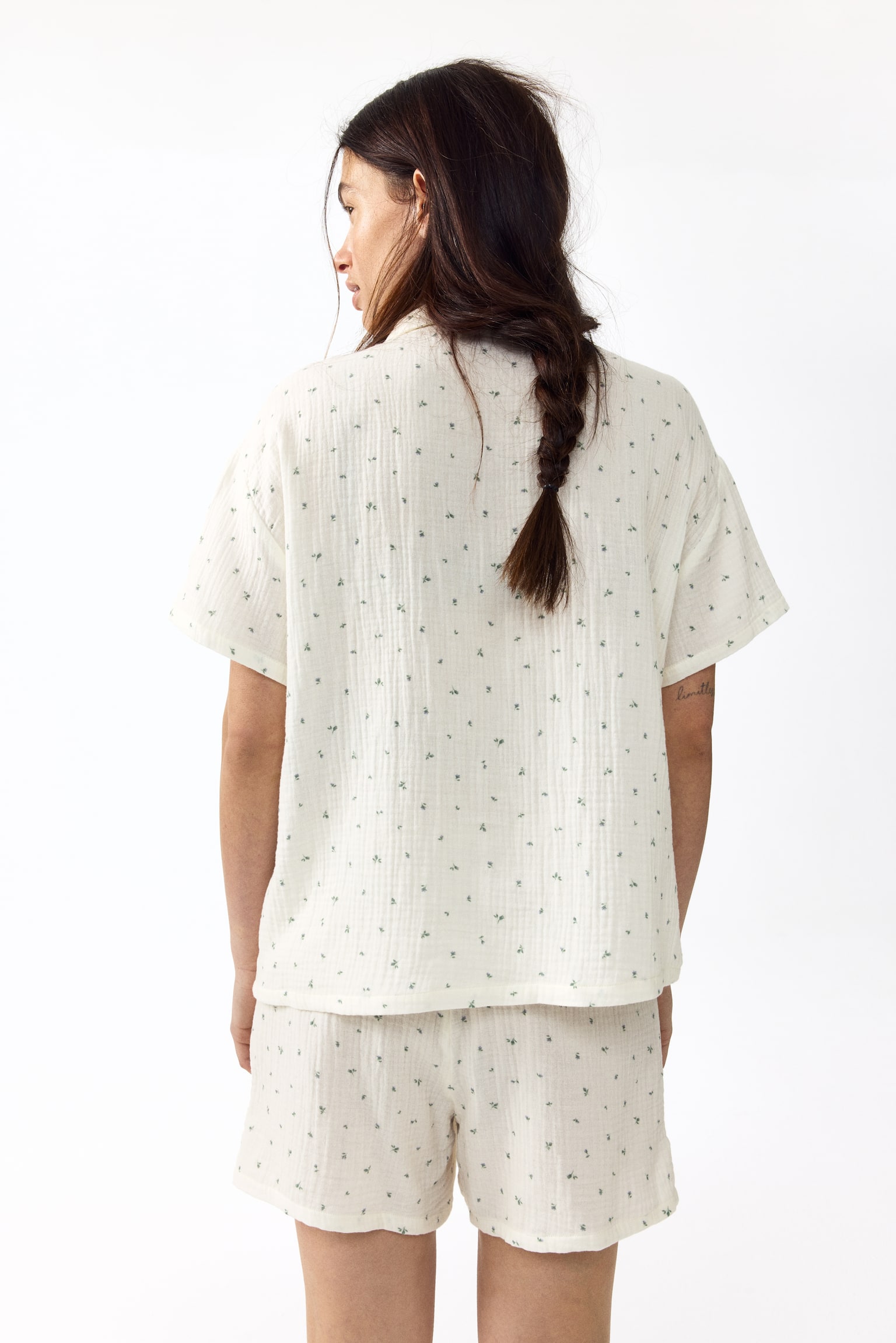 MAMA Cotton muslin pyjamas - Cream/Floral/White/Hearts/Light yellow/Striped/White/Strawberries - 4