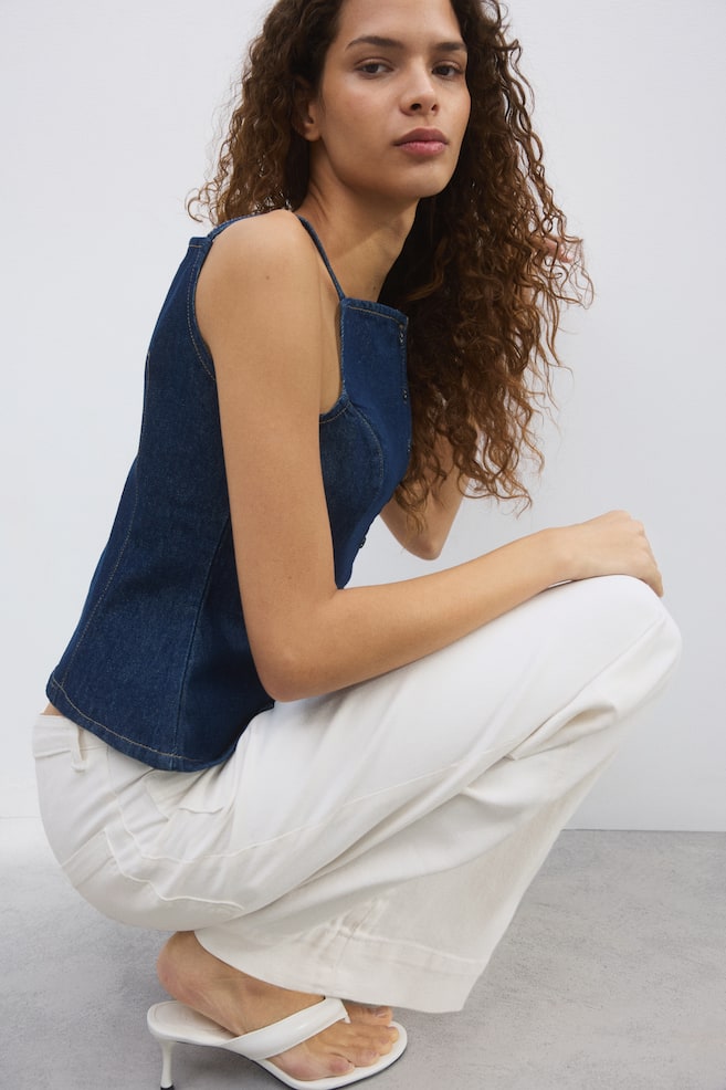 Wide High Waist Jeans - Ivory/Navy denim blue/Dark denim blue/Denim black/Light denim blue - 5
