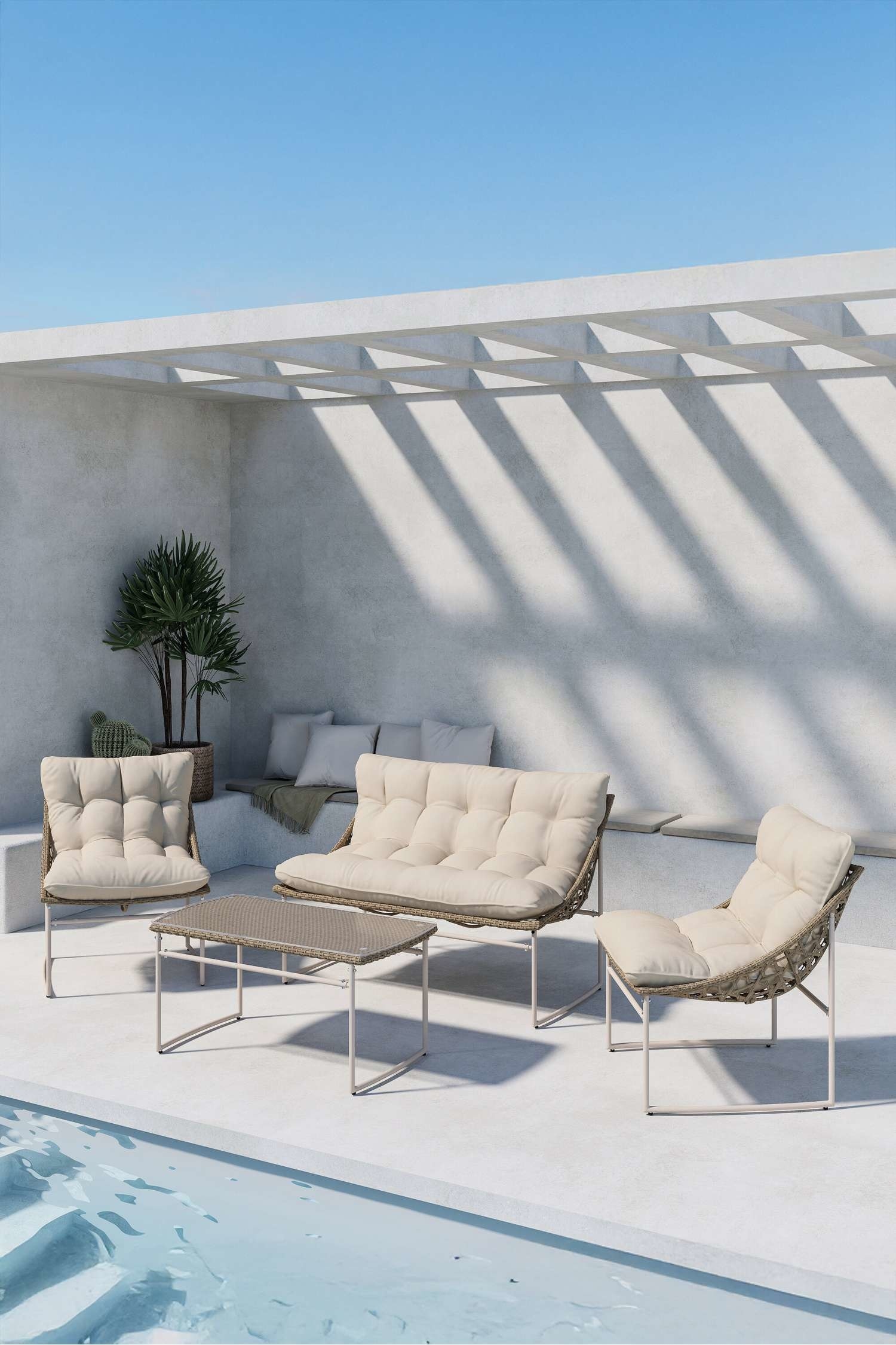 Tina Sofa-set - Stahl, Beige