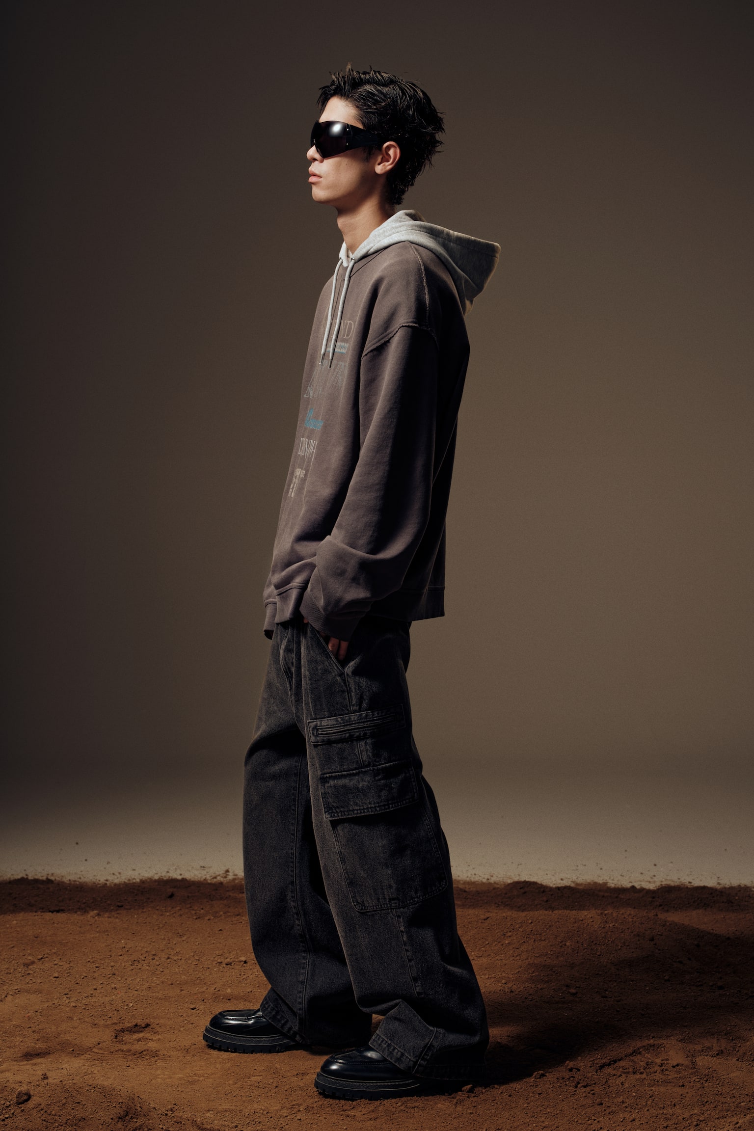 寬鬆工作牛仔褲 - 丹寧黑/丹寧灰 - 3