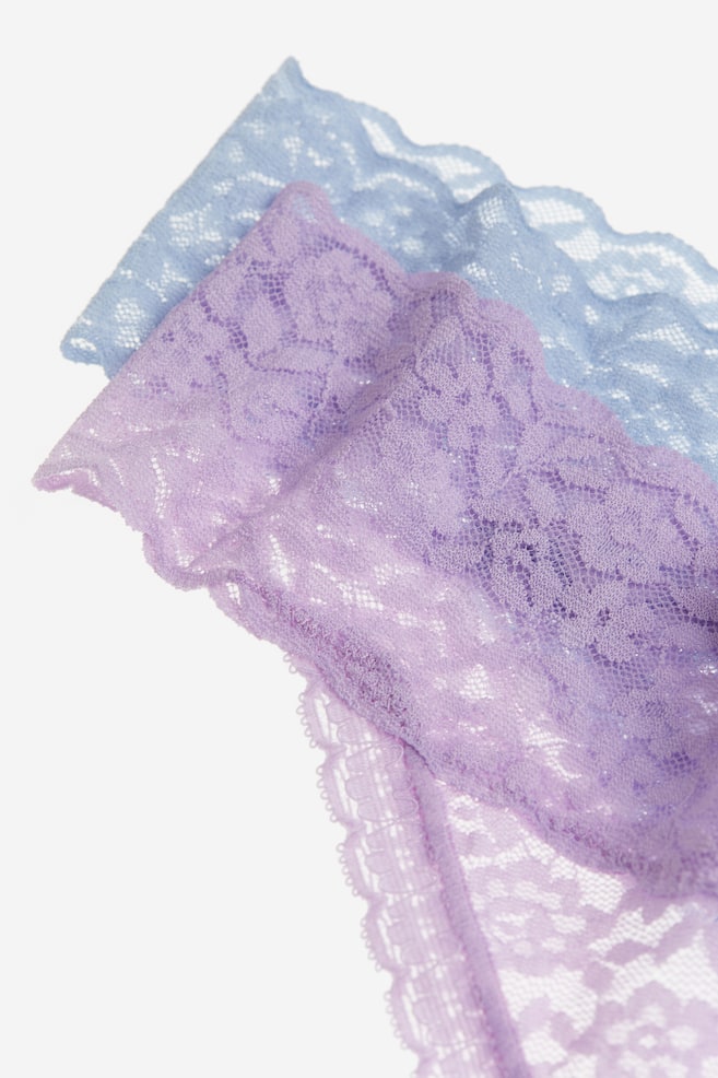 10-pack lace thong briefs - Pink/Light purple/White/Black/Dark grey/Light blue - 2