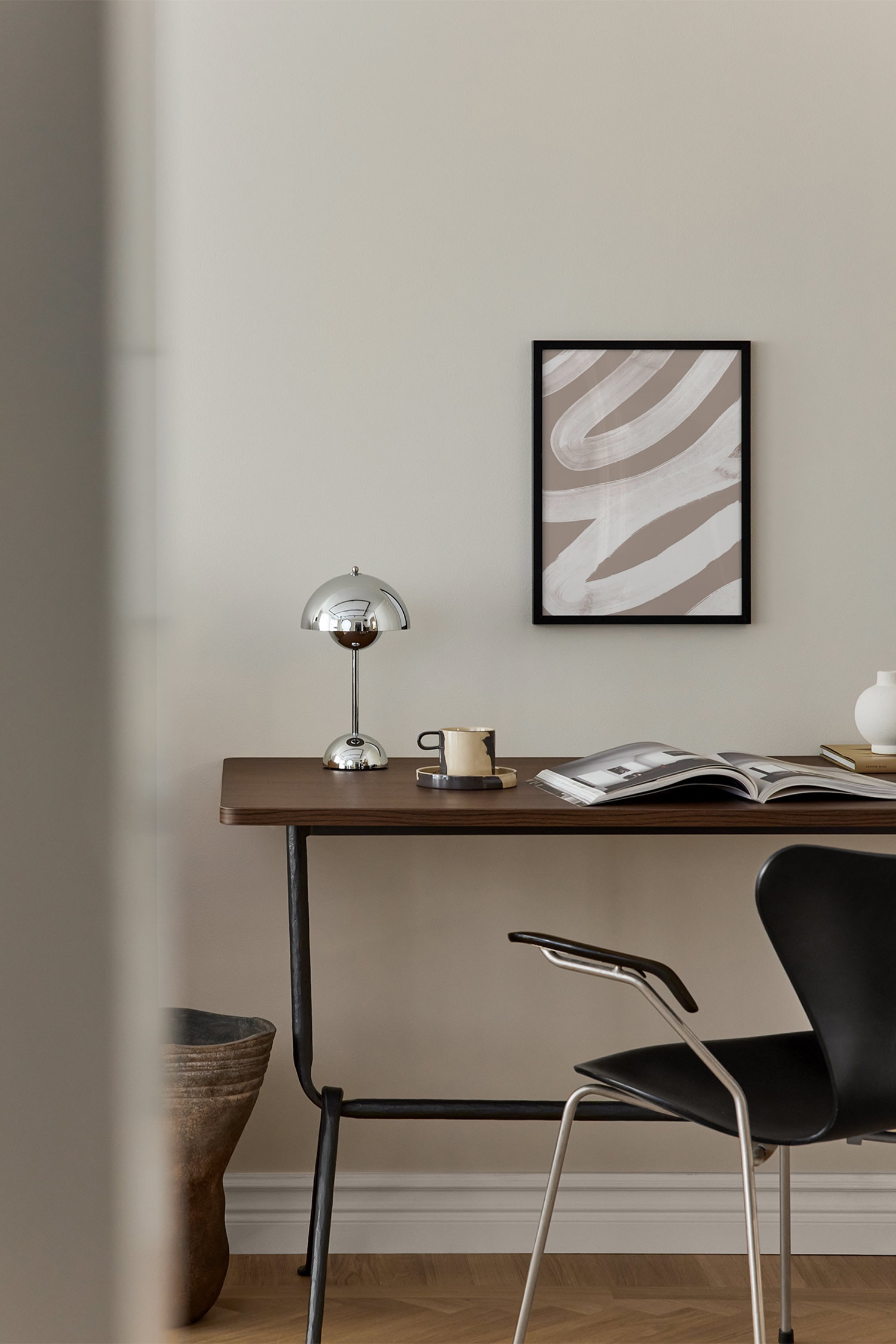 White Paths Plakat - Hvid/beige