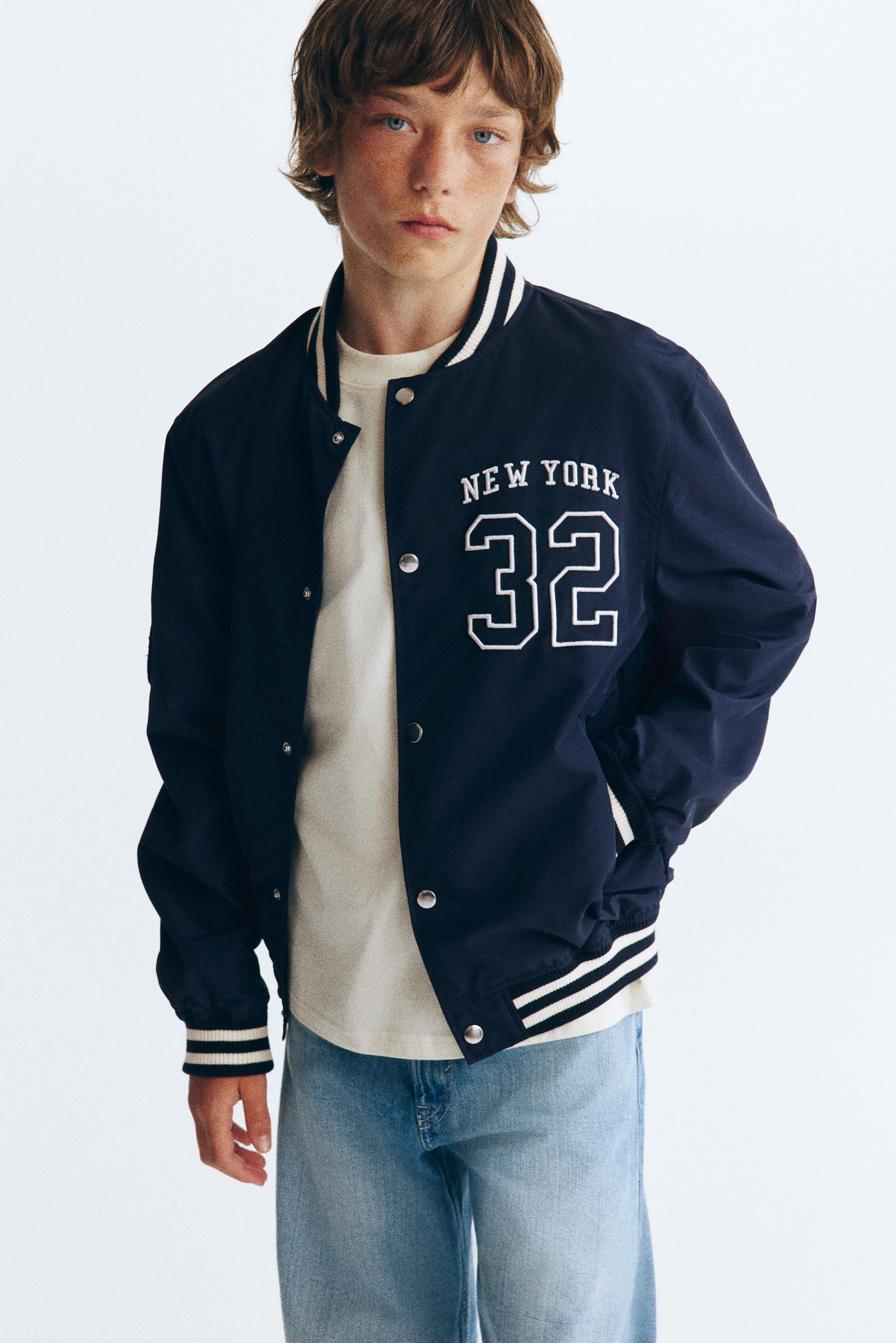 View larger image: Motif-detail baseball jacket - Navy blue/New York - Kids | H&M 1