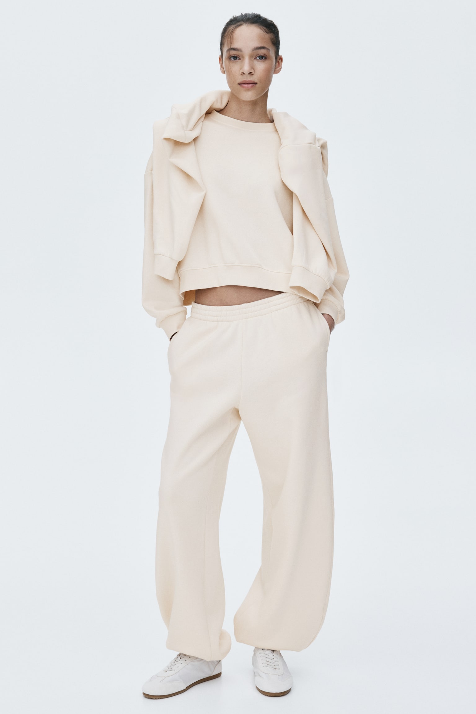 2-piece sweatshirt set - Light beige/Dark green/Black - 7