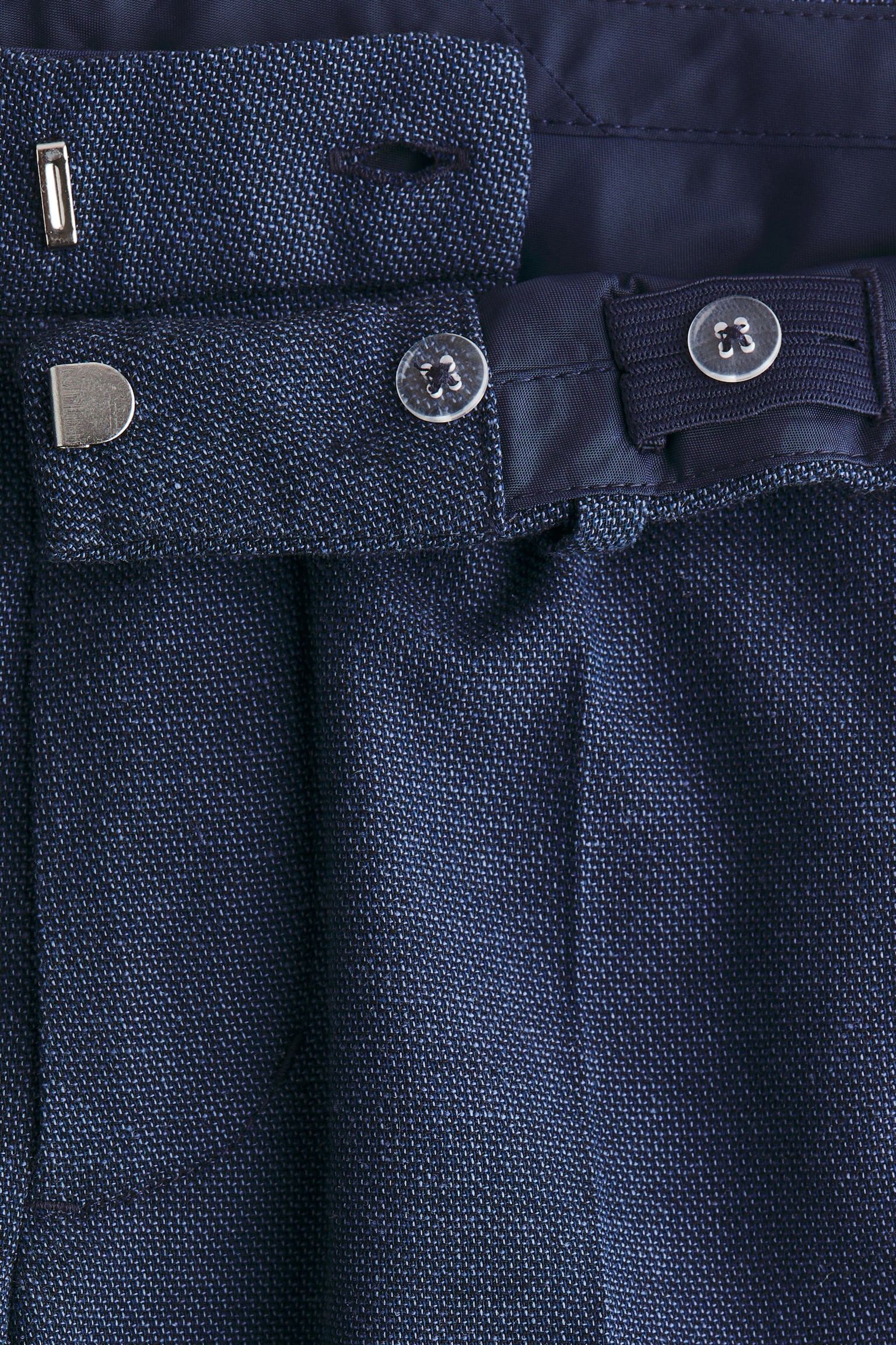 Linen-blend suit - Navy blue/Light beige - 3