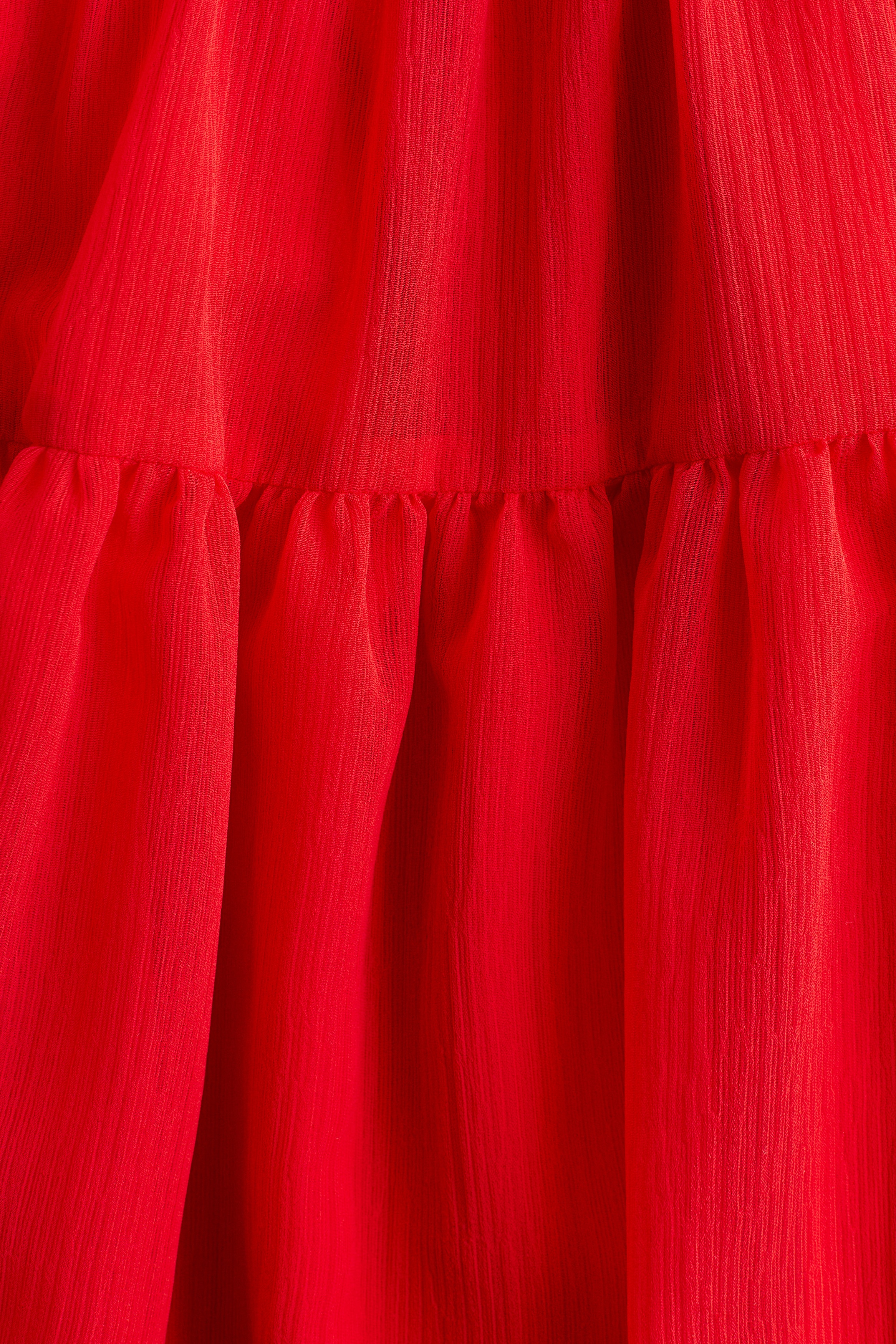 Girls - Red Short Chiffon Dress Round Neckline Short Sleeve Size: 2T (1 -2Y) - H&M