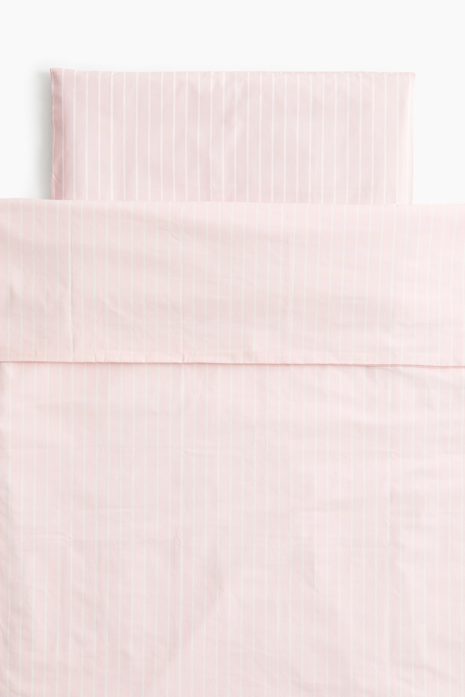 Cotton Percale Crib Duvet Cover Set - Light pink/striped/Light beige/Striped