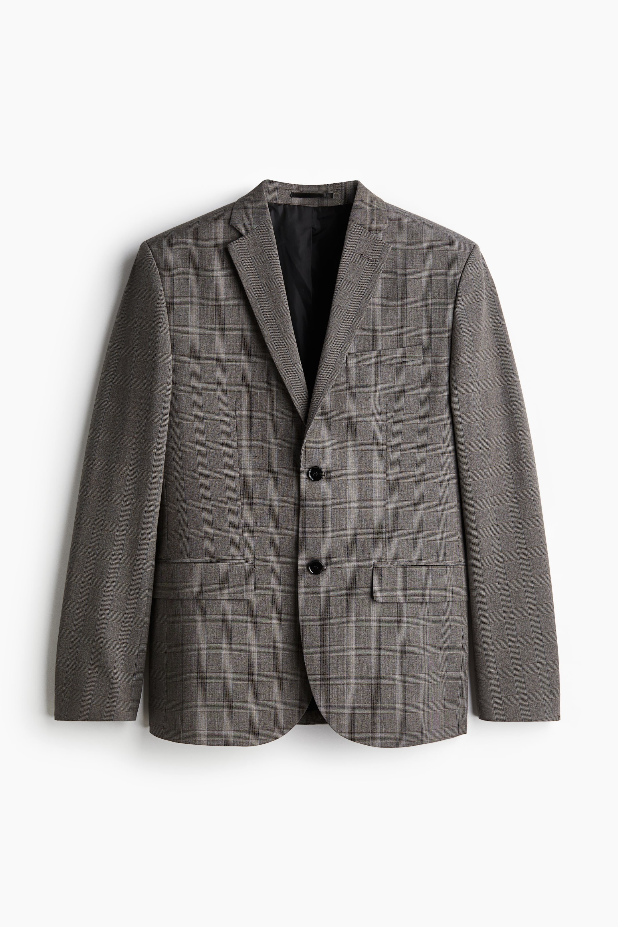 Slim Fit Jacket - Greige/Checked - Men | H&M GB 5