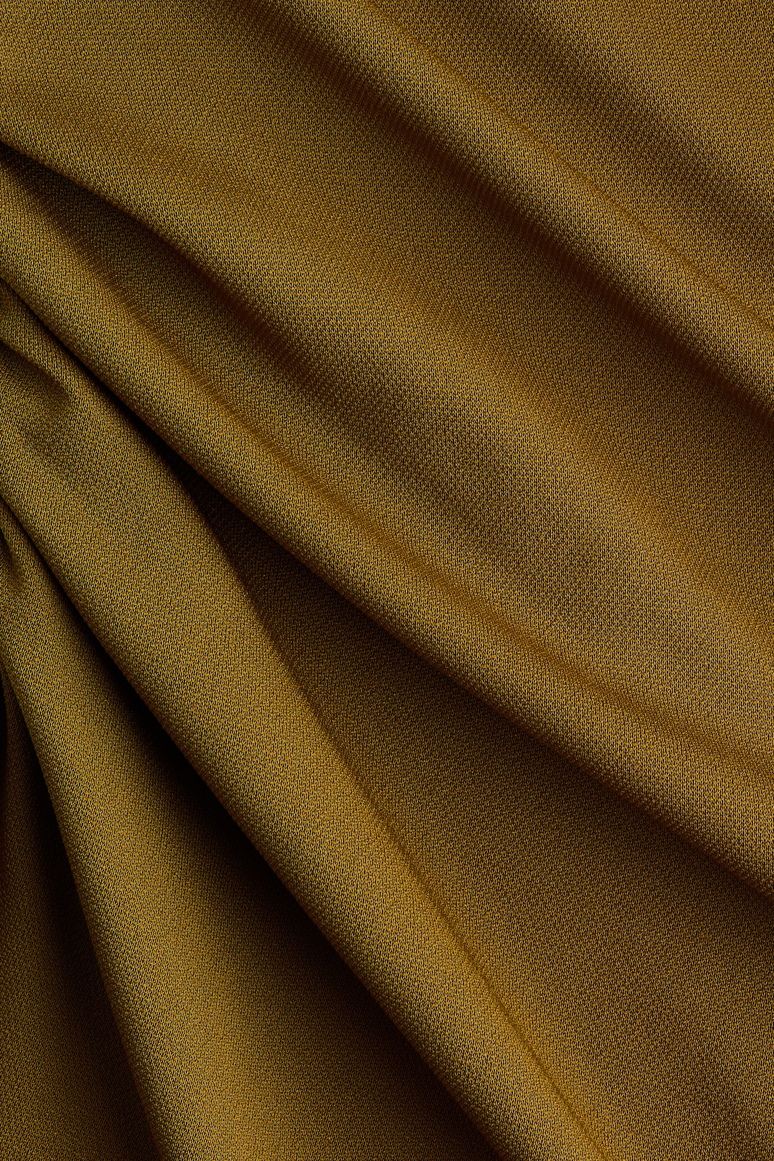 Draped cape-detail dress - Golden olive - 2