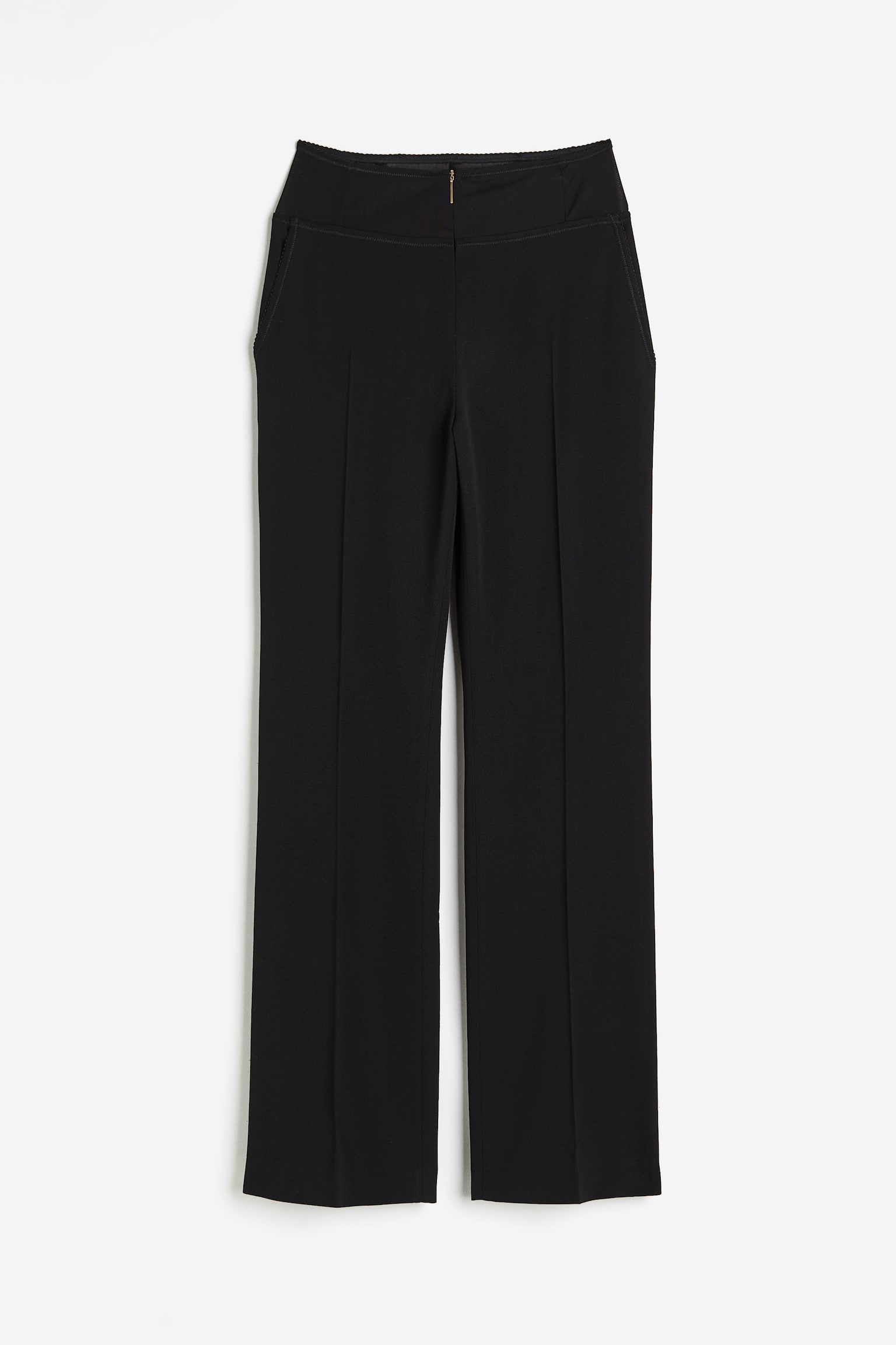 Lingerie-detail wool-blend trousers - Black - 1