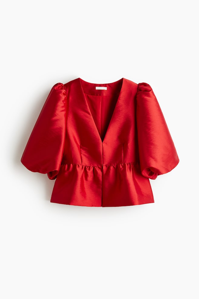 Peplum Blouse - Red - 1