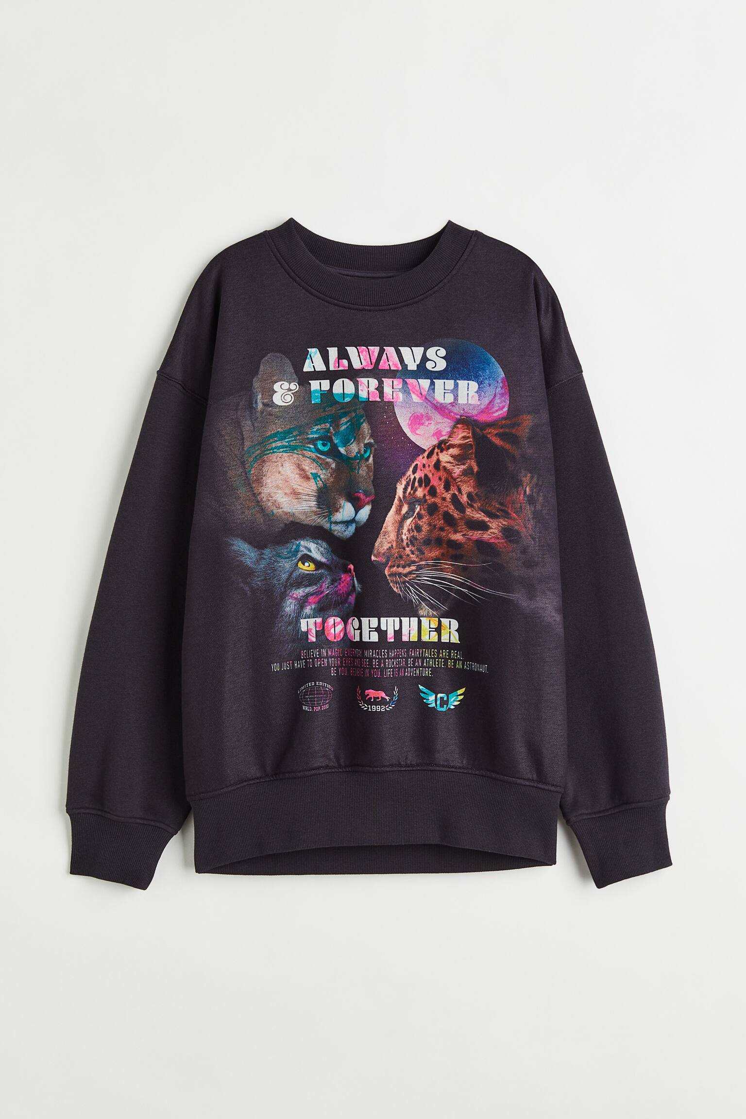 Oversized sweatshirt - Black/Cat - 1