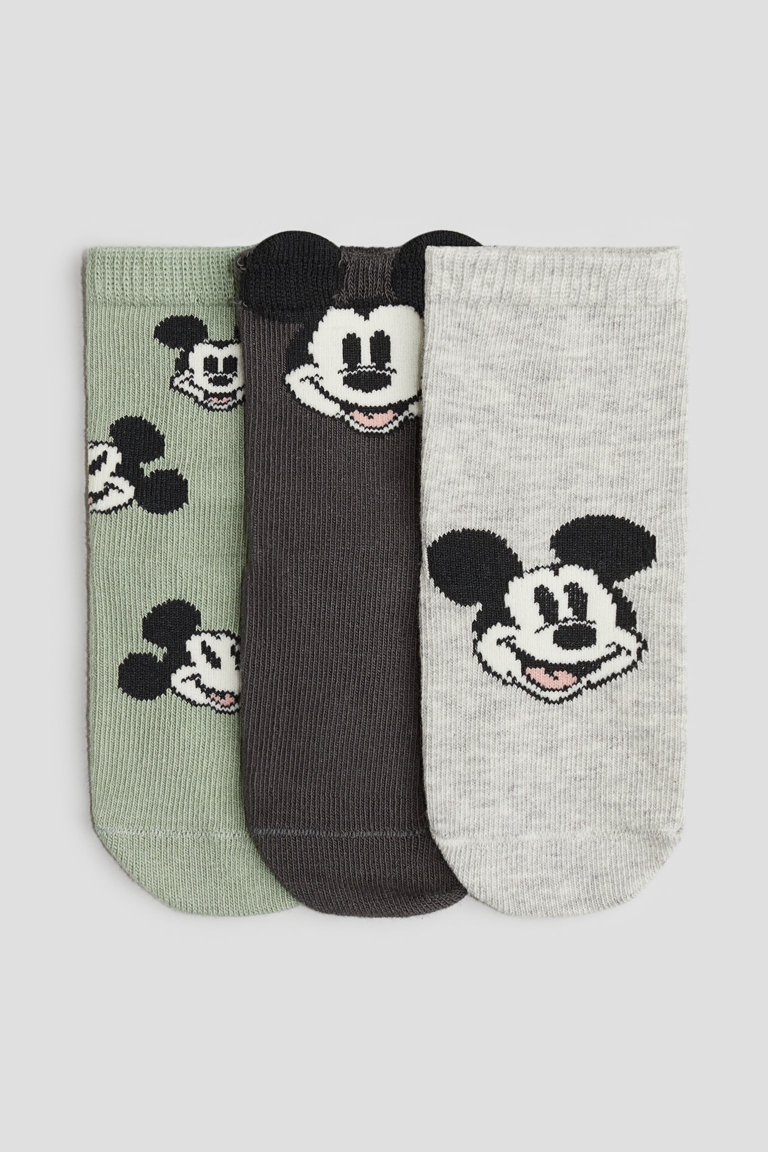 3-pack motif-detail socks - Dusty green/Mickey Mouse/Dark red/Paddington Bear/Beige/Miffy - 1