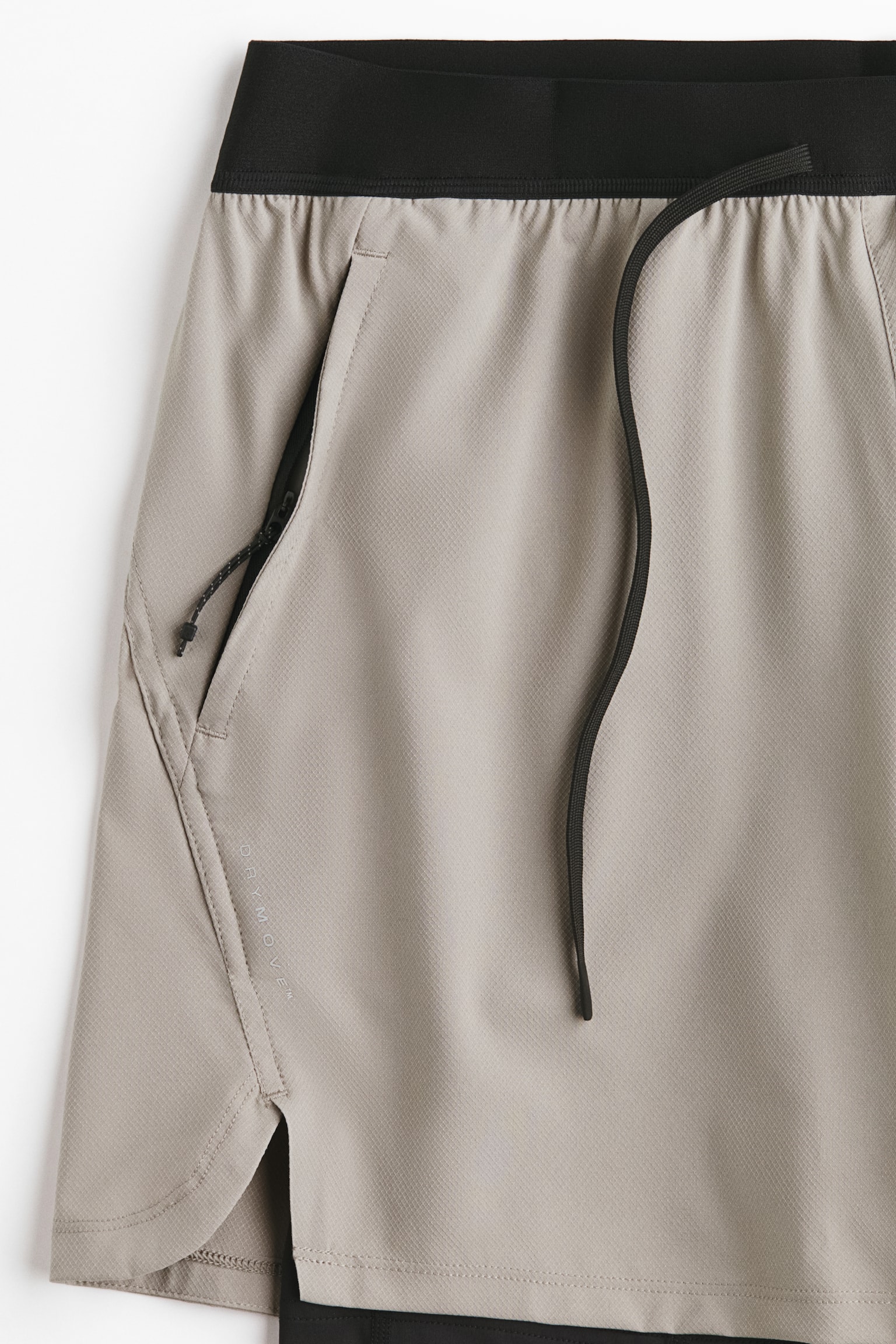 Мужские шорты H&M Move Double-Layered Sports with DryMove™, цвет: Бежевый / Чёрный — фото 6