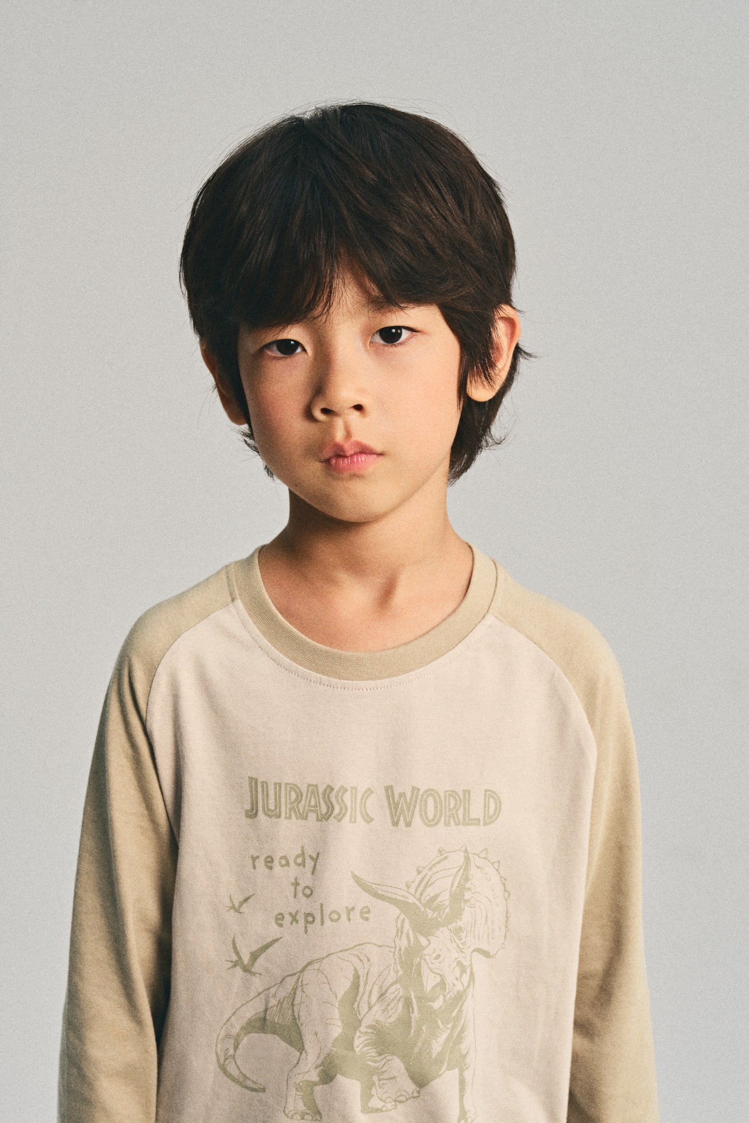 프린트 롱 슬리브 티셔츠 - 베이지/쥬라기 월드/블랙/쥬라기 월드/그린/쥬라기 월드 - 3