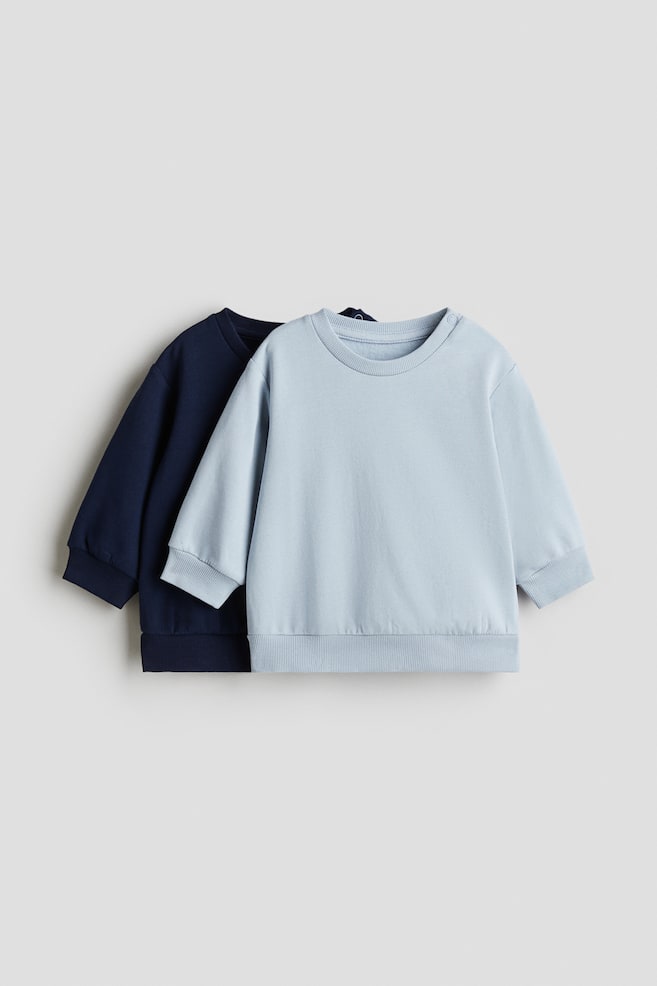 2er-Pack Baumwoll-Sweatshirts - Marineblau/Hellblau/Taupe/Naturweißmeliert/Hellrosa/Kirschen/Rosa/Kirschen/Schwarz/Hellgraumeliert - 1