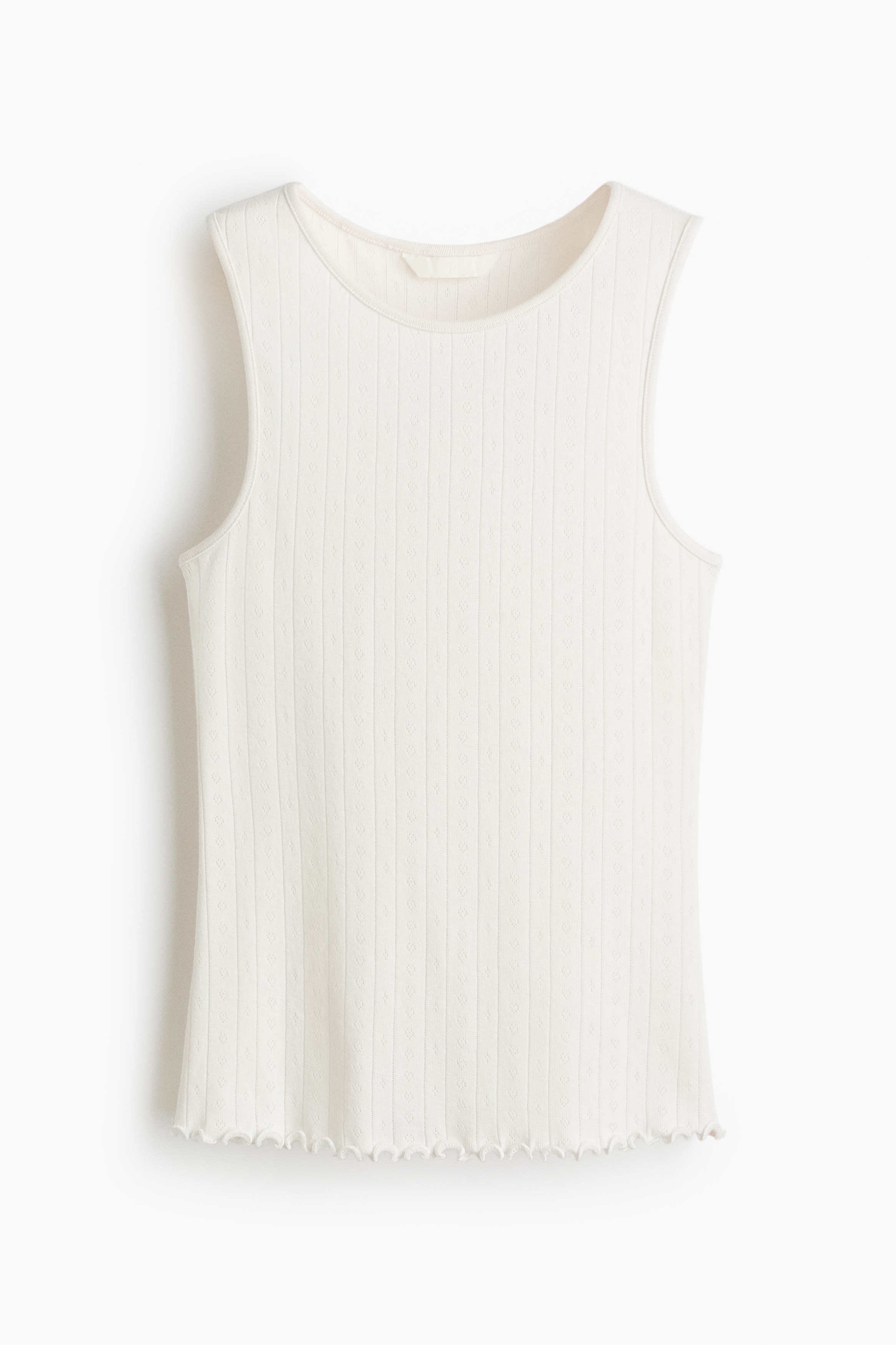 Pointelle-Knit Cotton Top - White/Navy blue/Pale yellow