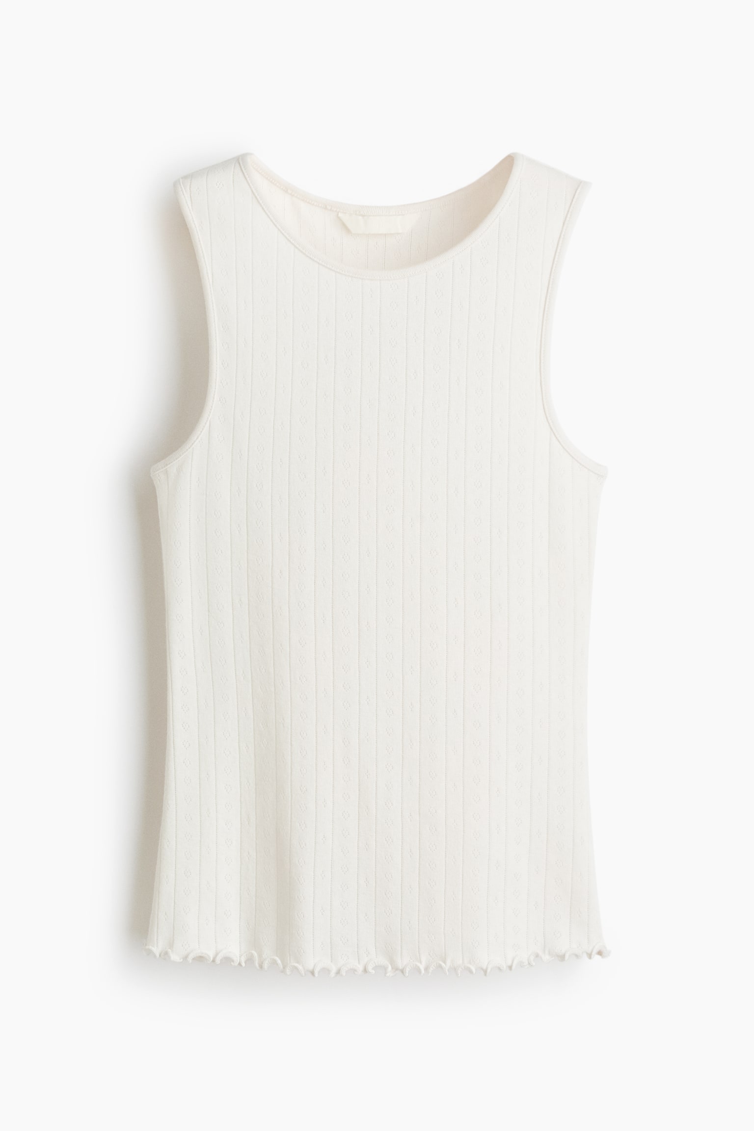 Pointelle-Knit Cotton Top - White/Navy blue/Pale yellow