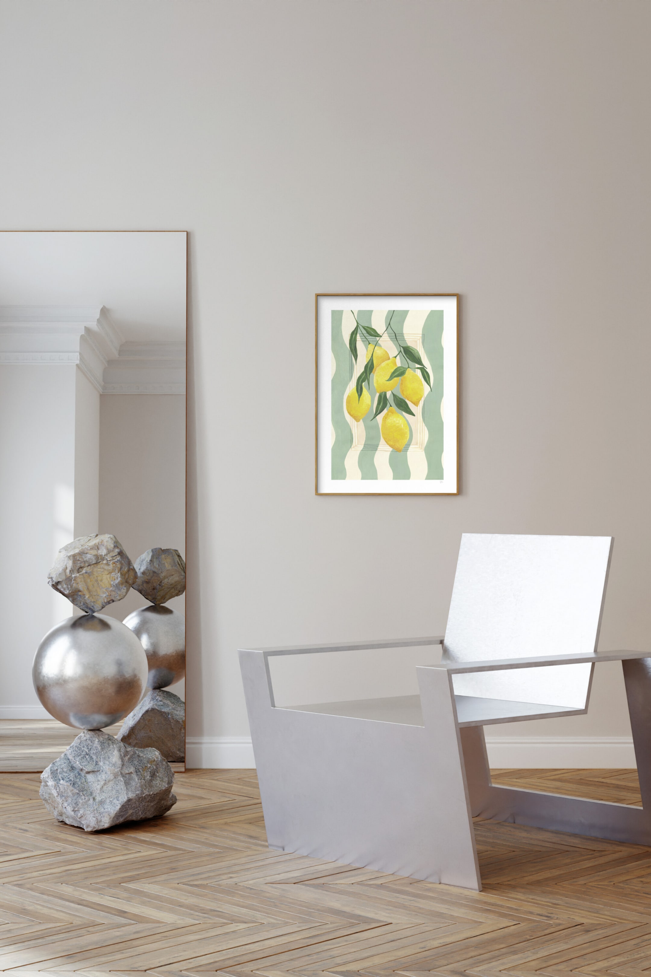 Grotere afbeelding bekijken: Violets Print House - Striped Lemons - Multicolour - Poster & Frame - HOME | H&M BE 1