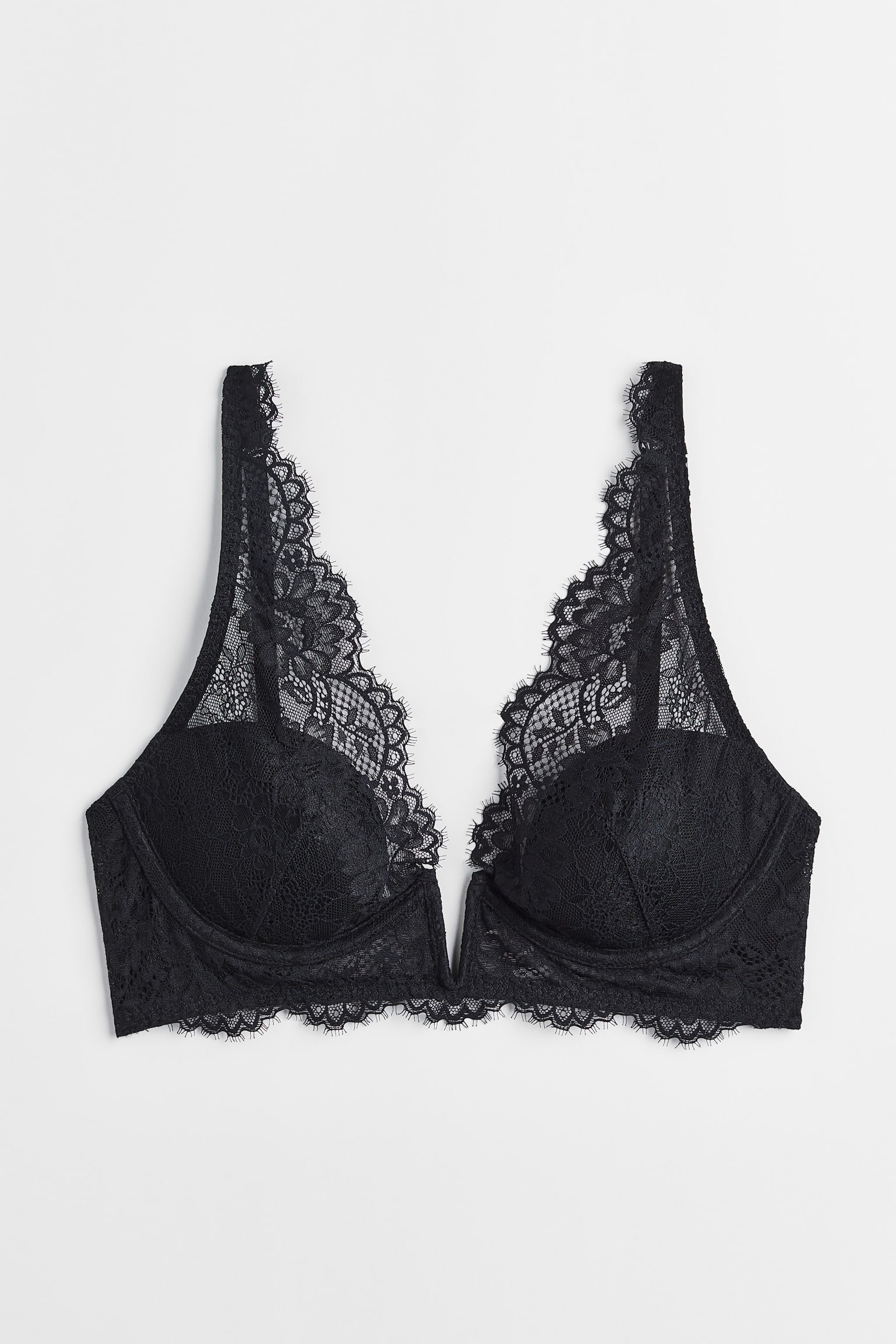 Padded underwired lace bra - Black - 1