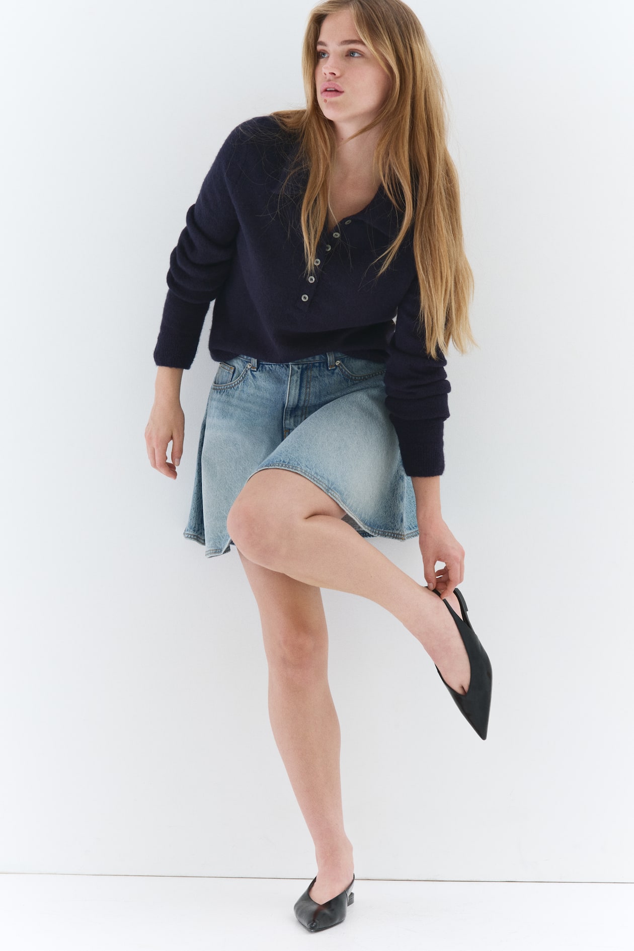 Flared Denim Mini Skirt - image 4