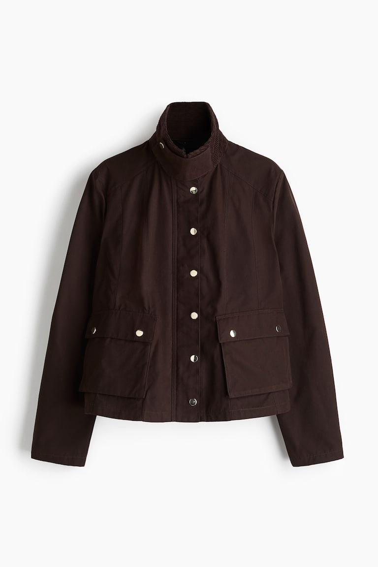Veste avec col en velours côtelé - Marron foncé - FEMME | H&M FR