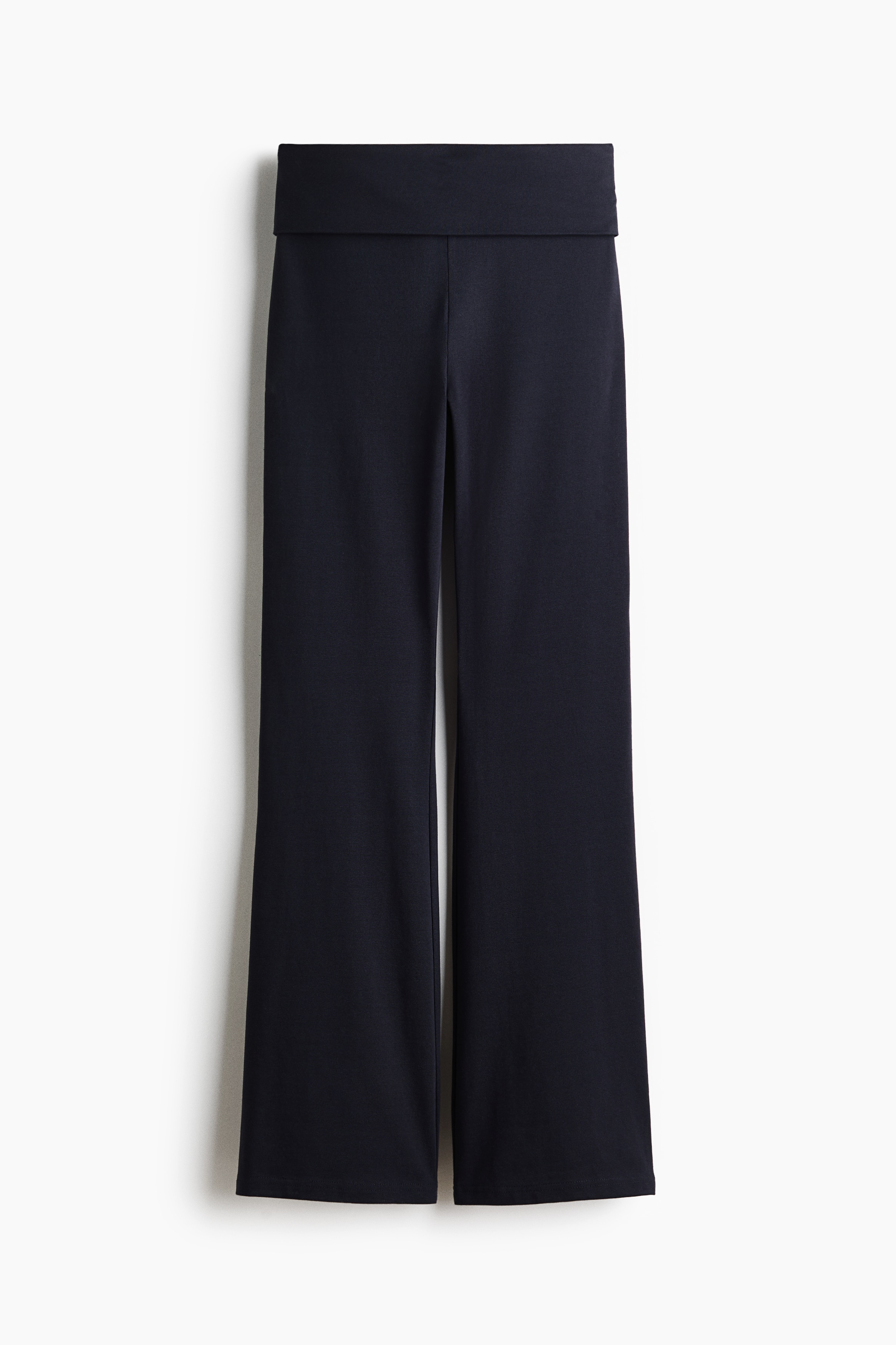 Foldover-Waist Cotton Pants - Navy blue/Black/Gray melange/Plum purple/Light brown/Dark taupe/Khaki green
