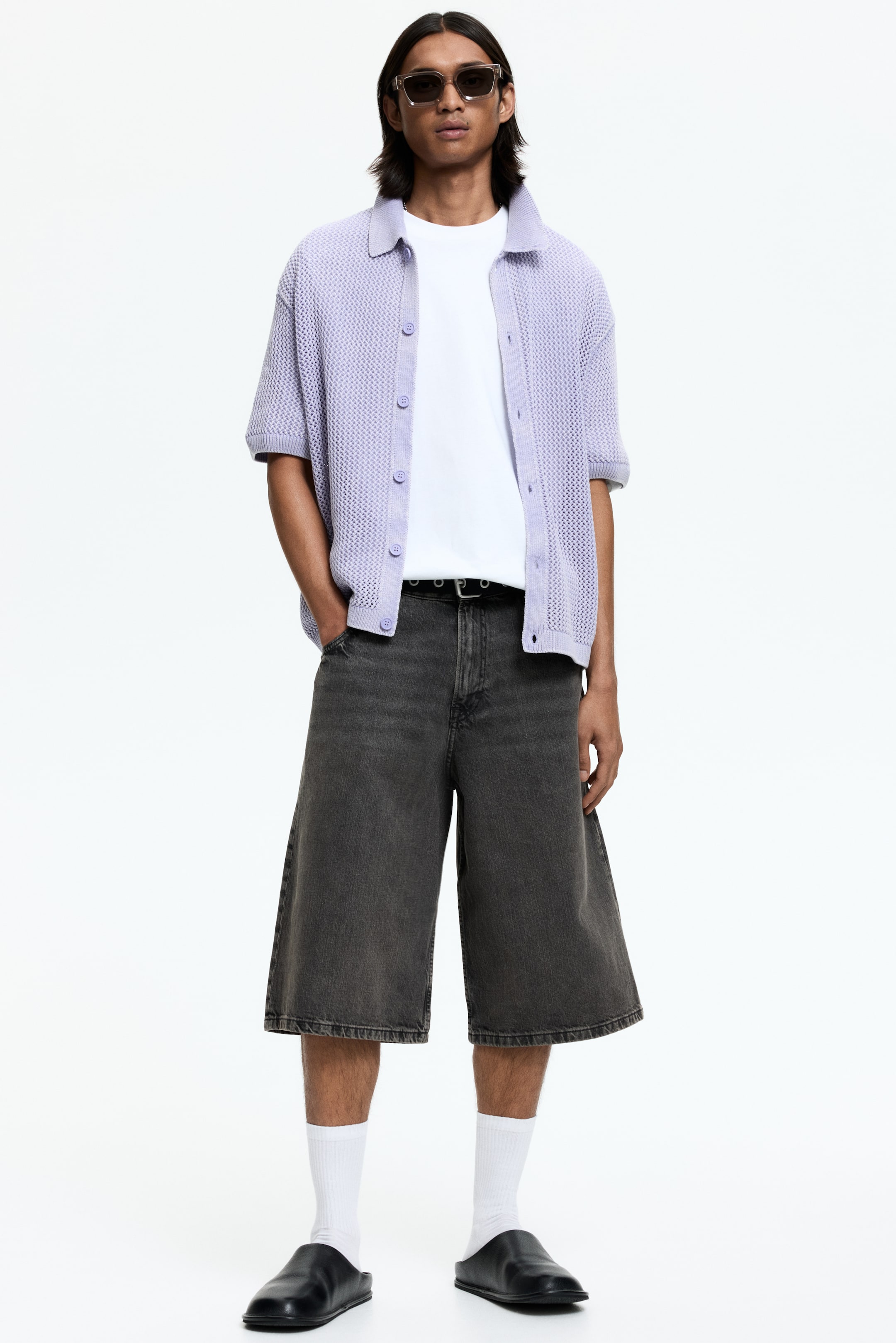 Chemise décontractée en tricot ajouré