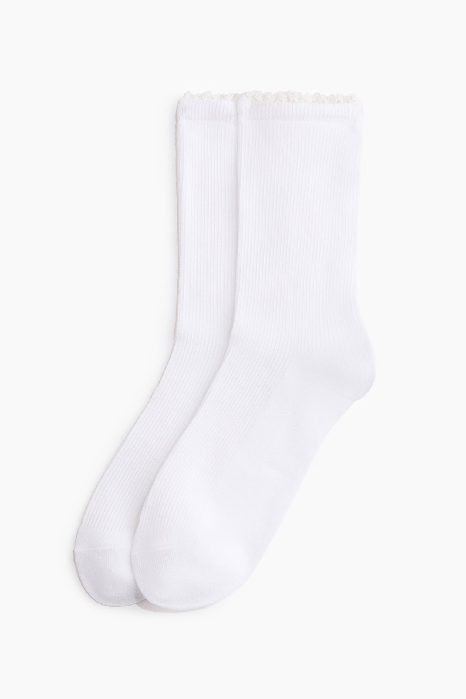 Pack de 2 calcetines con ribete de encaje - Blanco