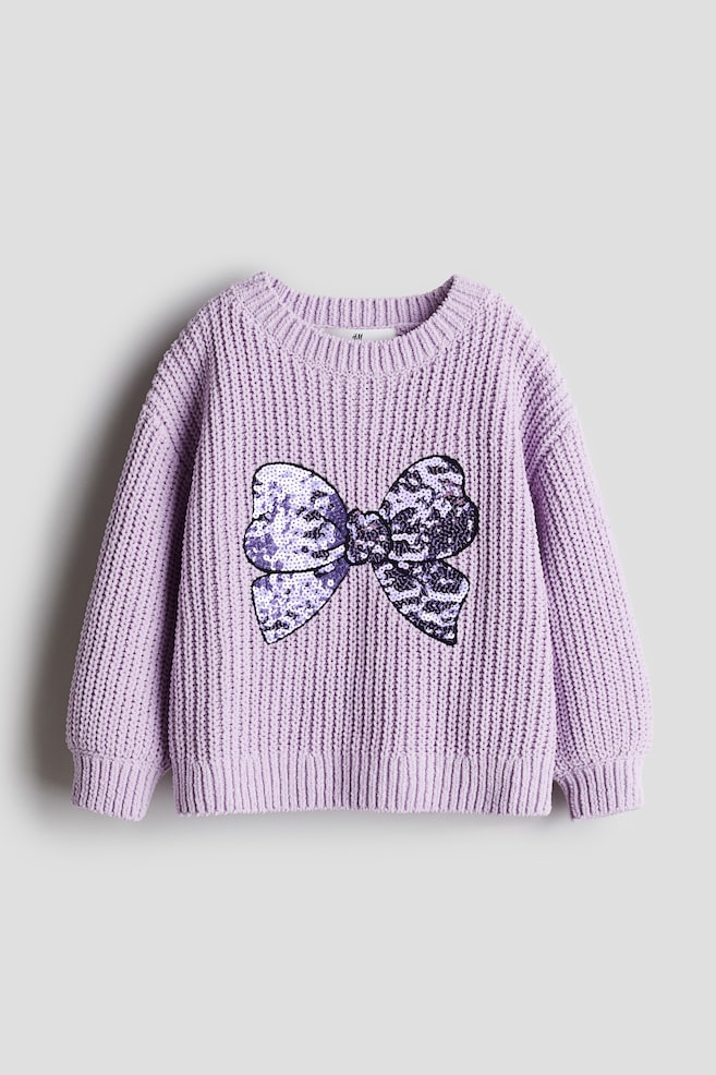 Chenillepullover - Helllila/Schleife - 1