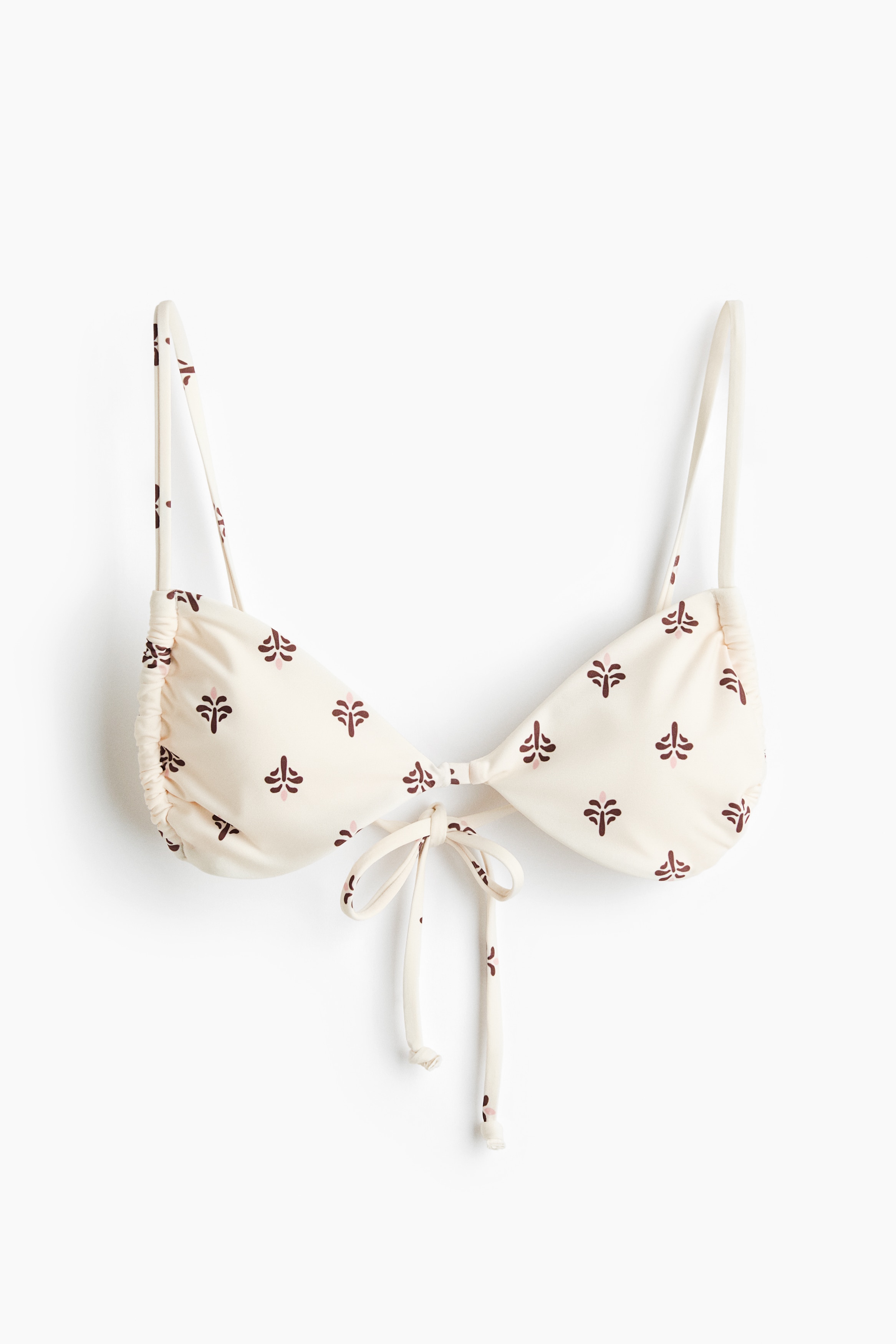 Padded Triangle Bikini Top - Cream/floral/Brown/floral/Red
