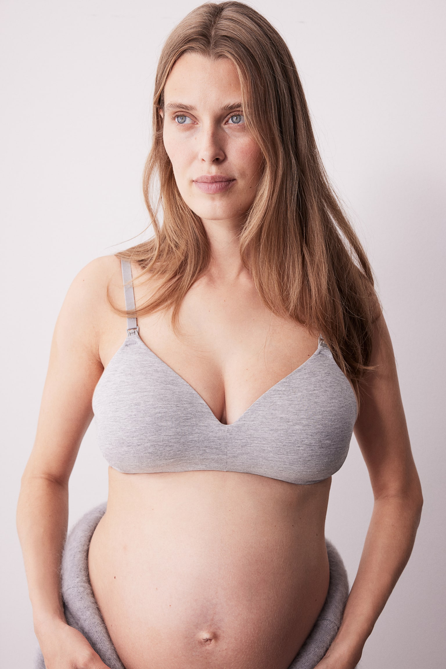 MAMA 2-pack padded cotton nursing bras - Light grey marl/White/Black/Light beige - 6