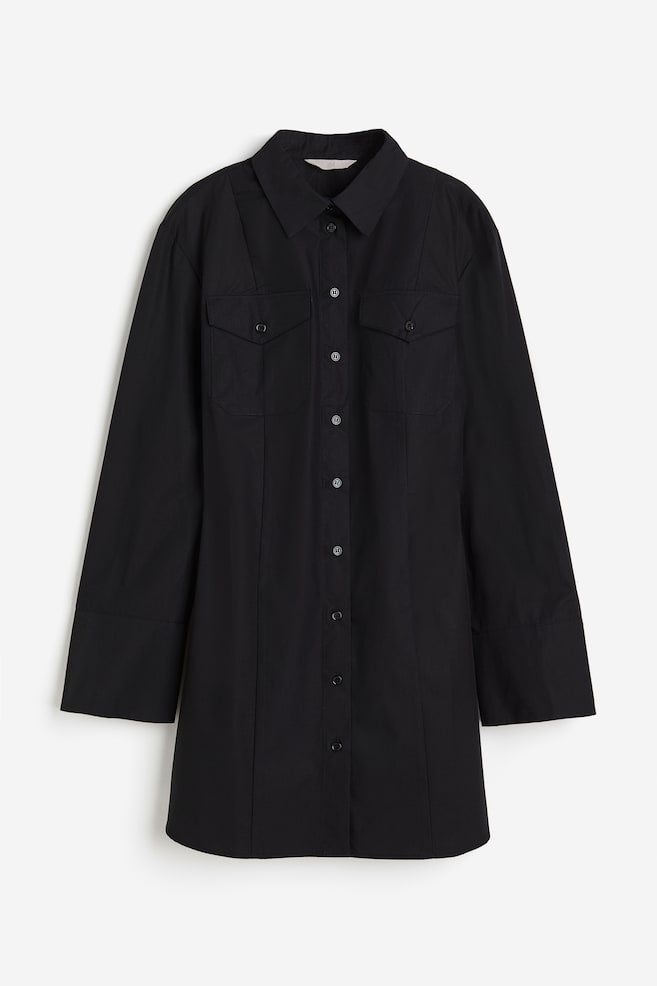 Robe chemise avec taille cintrée - Noir - 2
