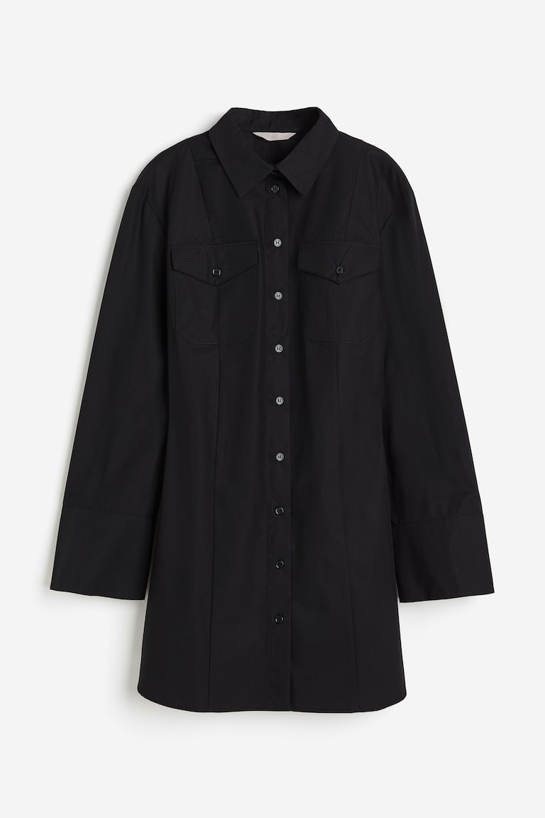 h&m shirt dress with tapered waist Women's White Shirt Dress with Tapered Waist