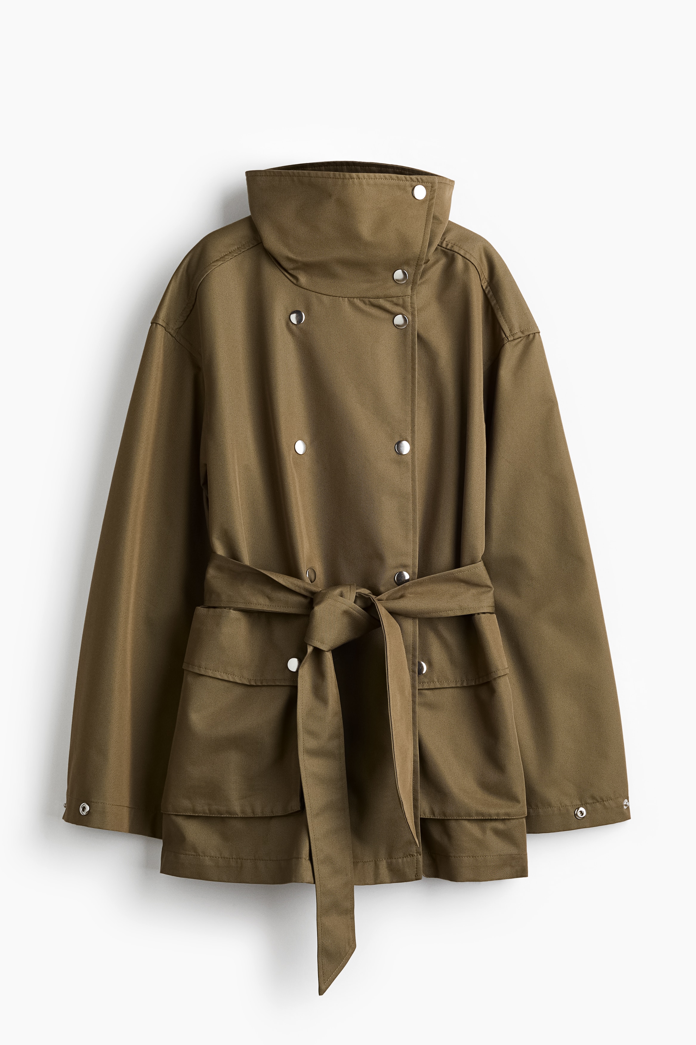 tie belt twill coat