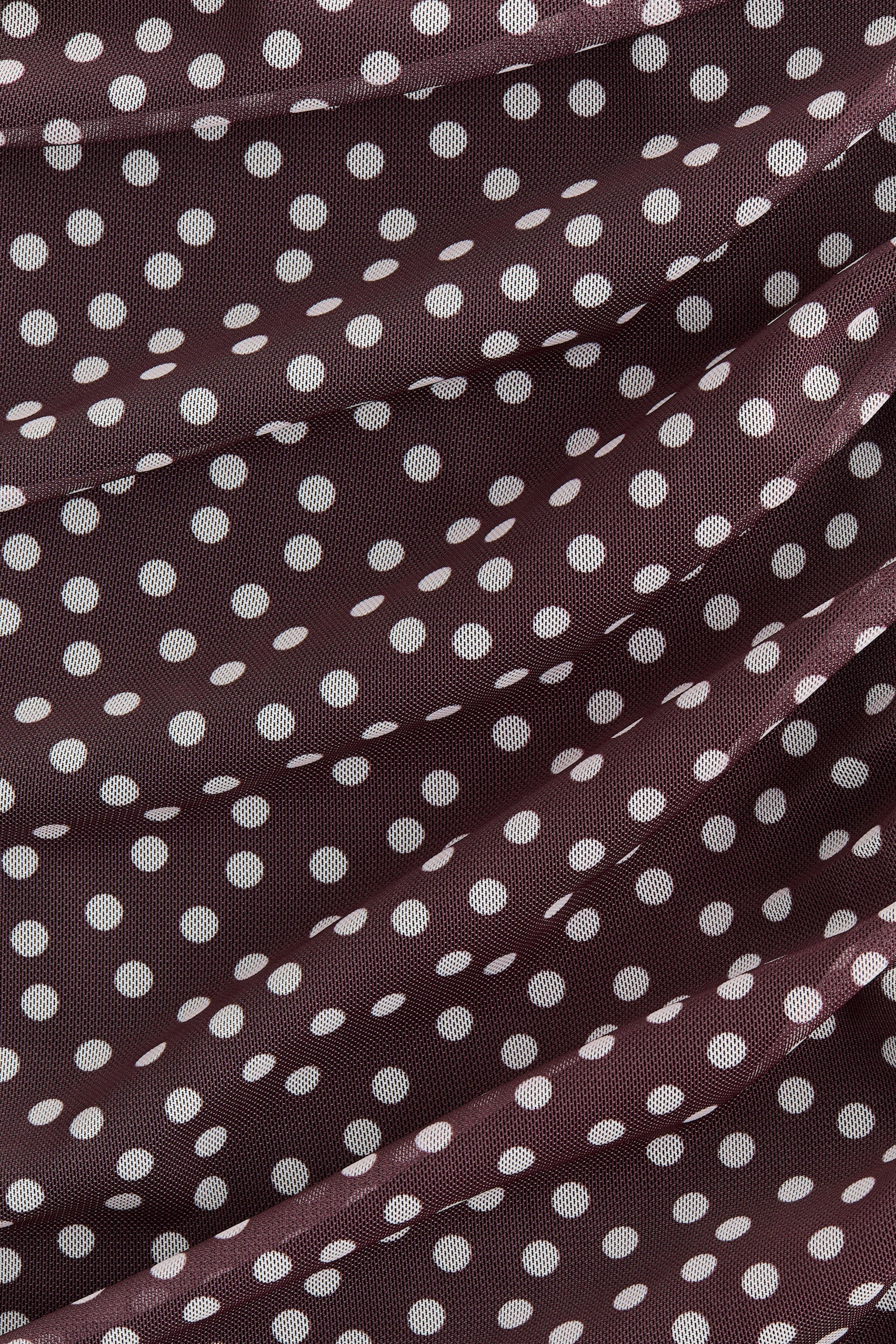 Draperet kjole i mesh - Mørkebrun/Prikket - 5