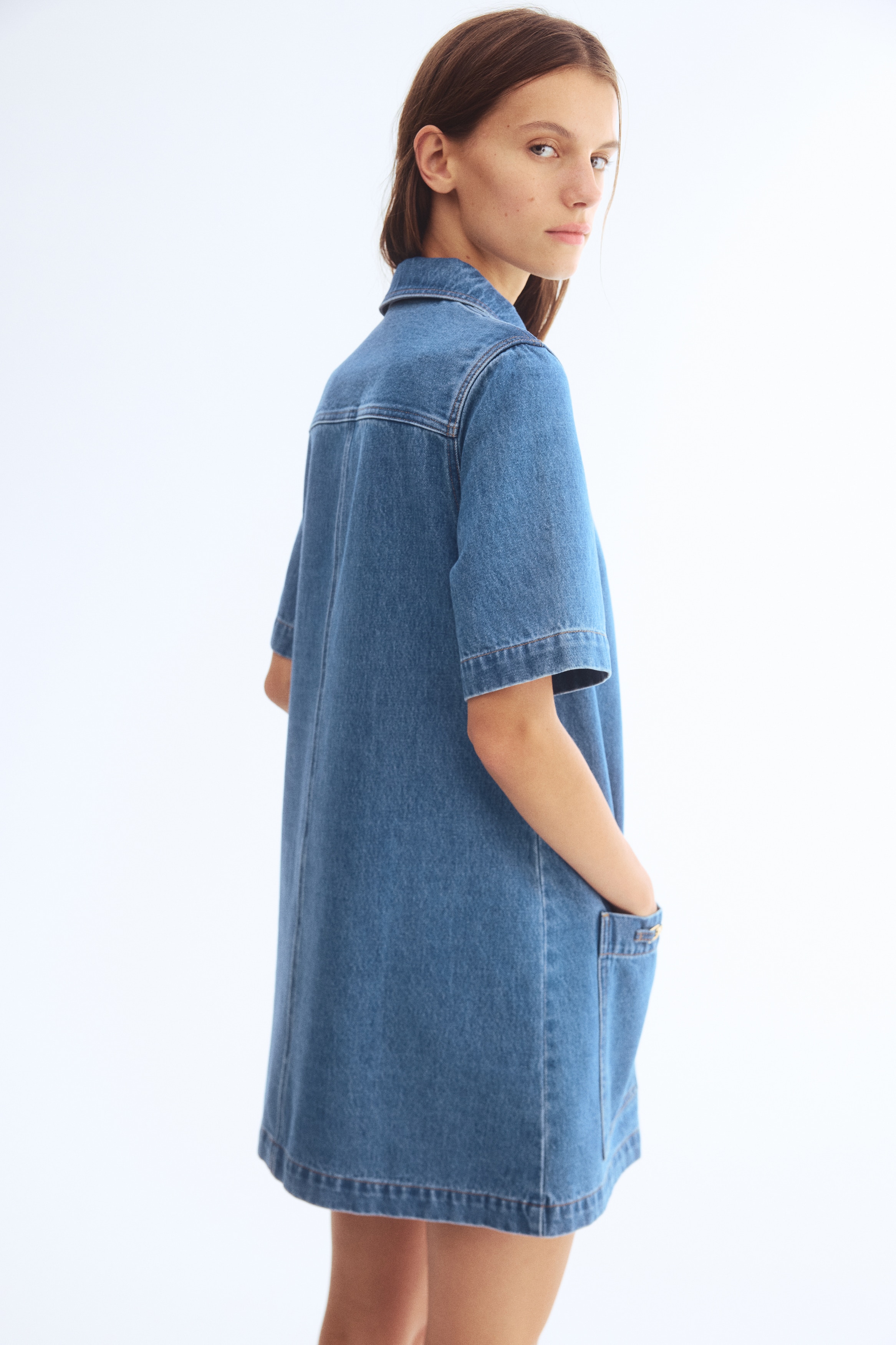 Women's Denim blue Zip-Front Denim Dress | H&M US