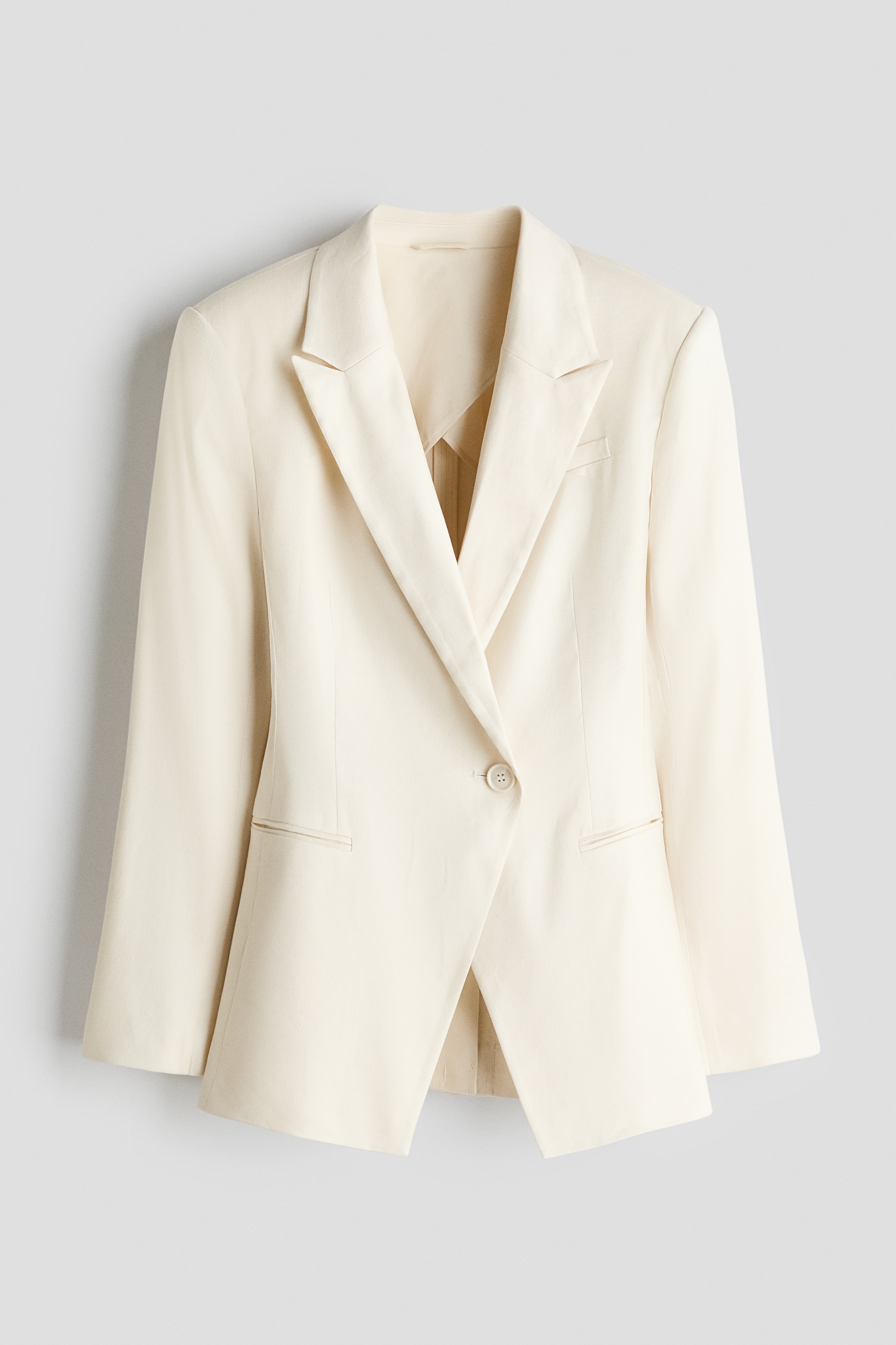 Slim Fit Linen-blend blazer - Cream/Black