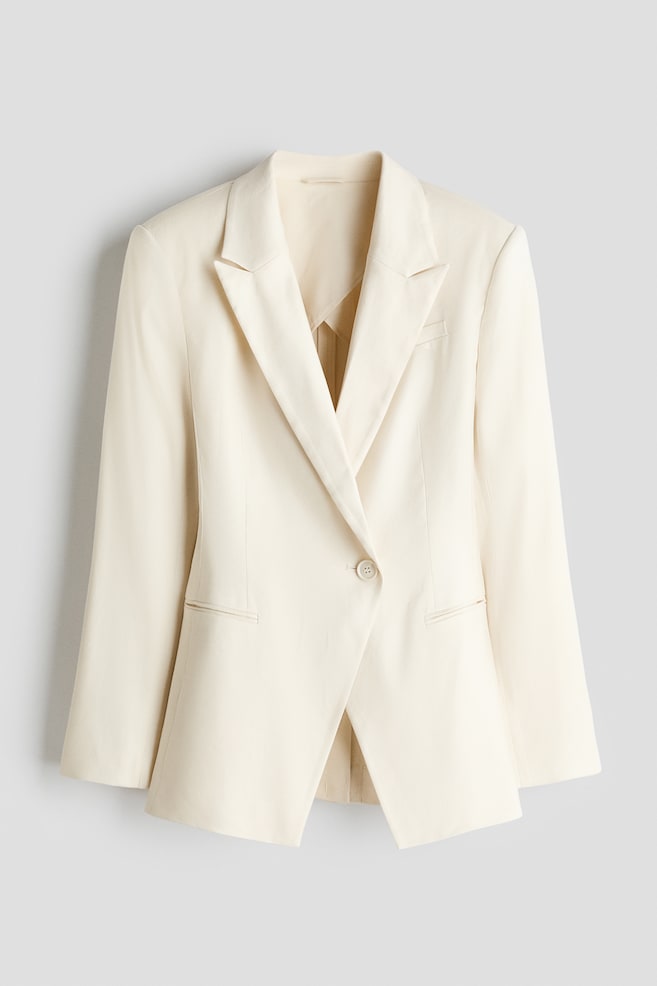 Blazer Easy-care Slim Fit en lin mélangé - Crème/Noir - 1