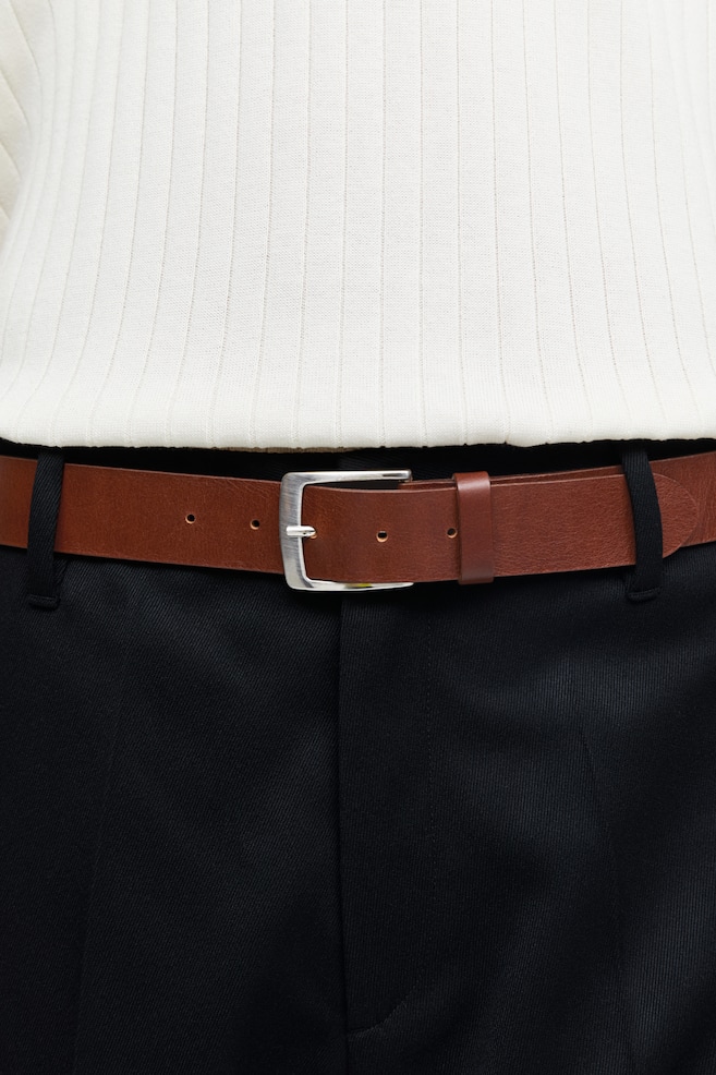 Leather belt - Brown/Black - 3