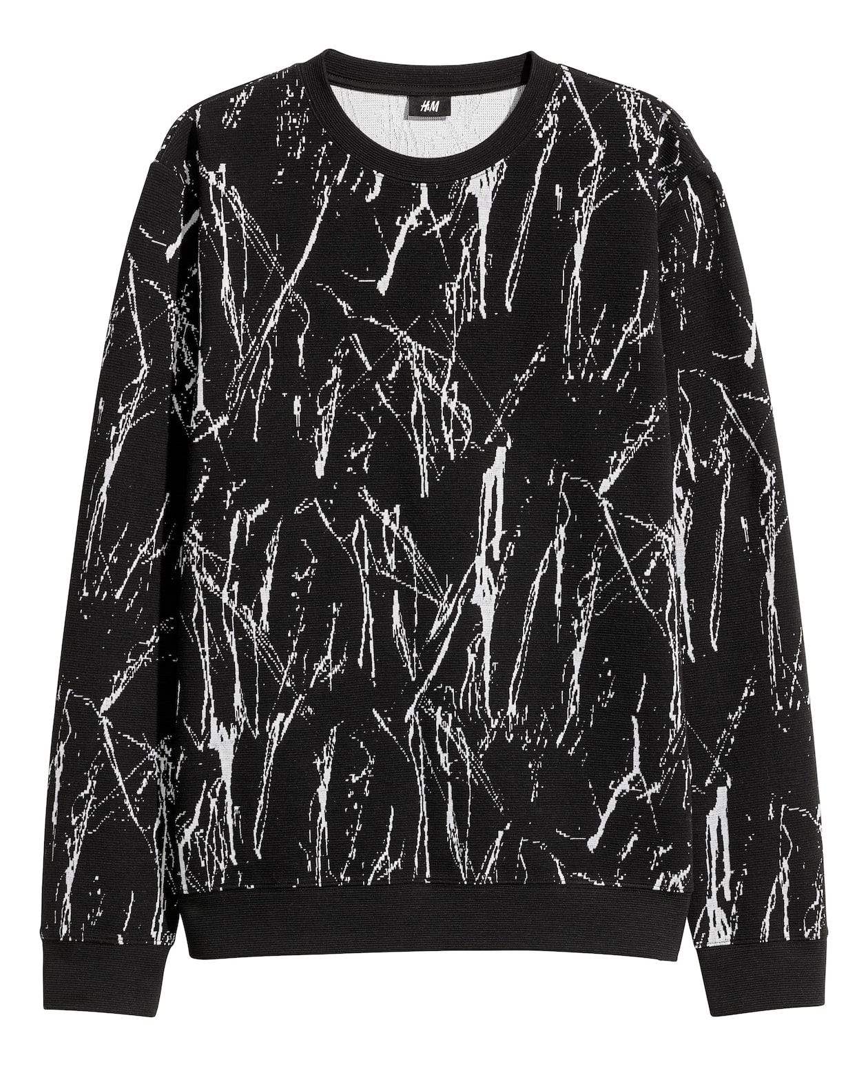ジャカードニットセーター - ブラック／ホワイトパターン - Men | H&M JP