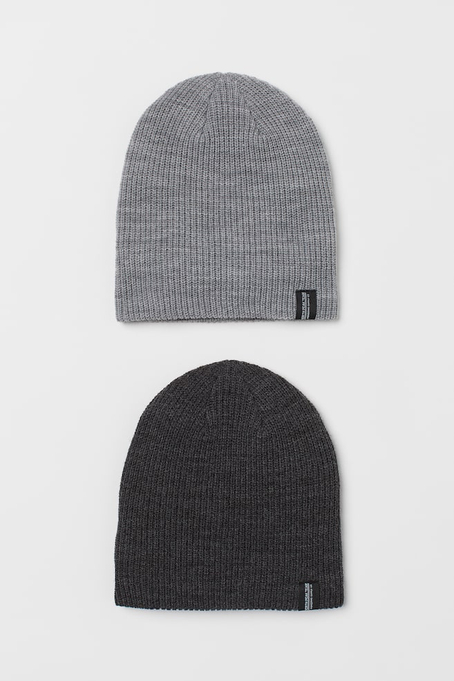 2-pack rib-knit hats - Grey/Dark grey - 1