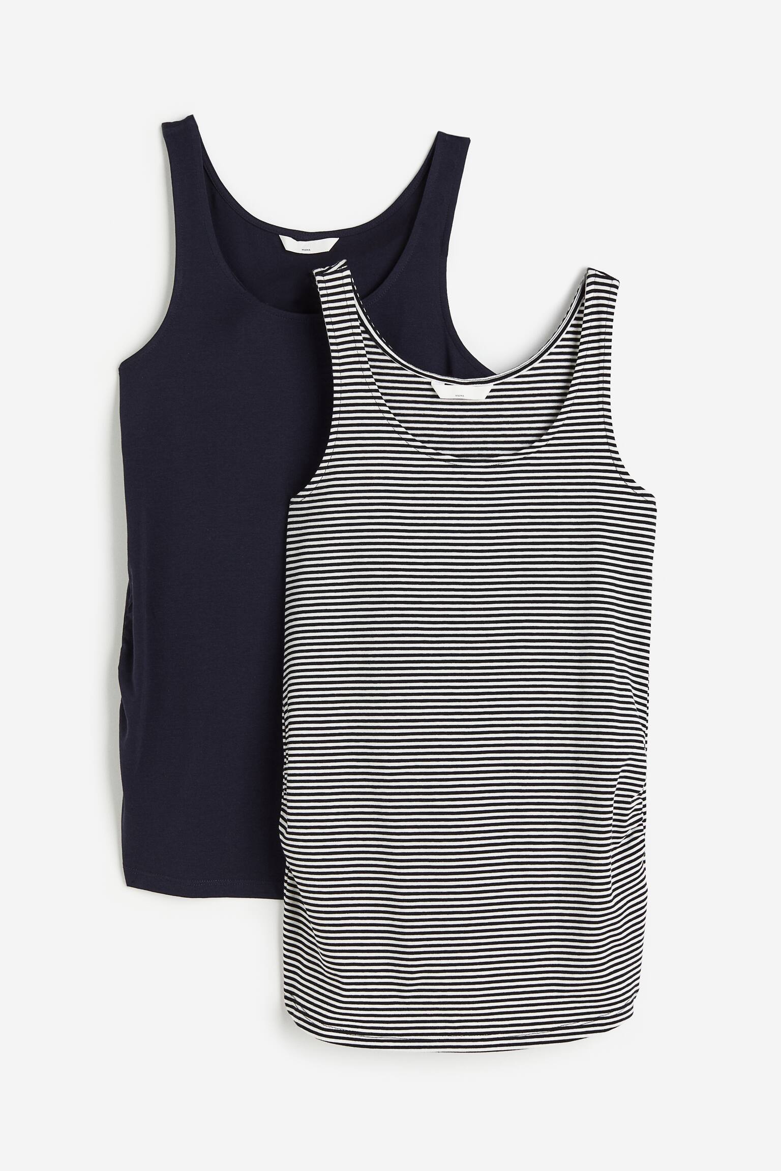 MAMA 2-pack Cotton Tanks - Navy blue/Stripe/White/Black/Old rose/Cream/Black - 1